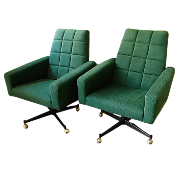 Pair of Retro Swivel Chairs on Casters