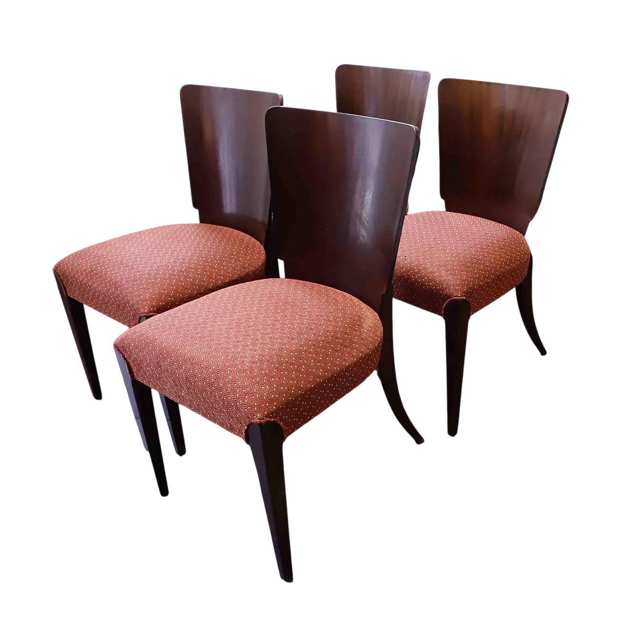 4 Lollipop dining chairs H-214 by Jindřich Halabala, 30s 11