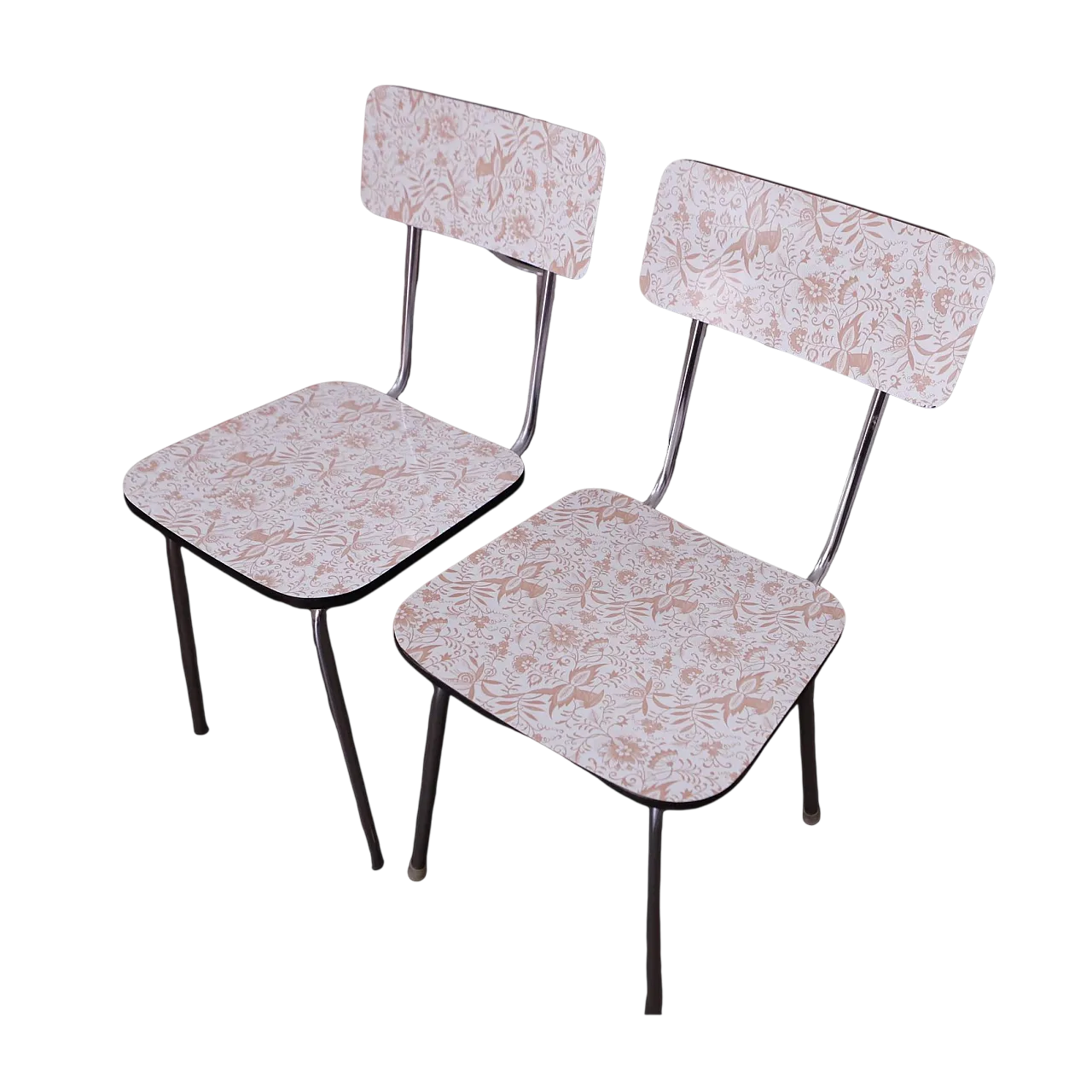Coppia di sedie da cucina in laminato, anni '70 8