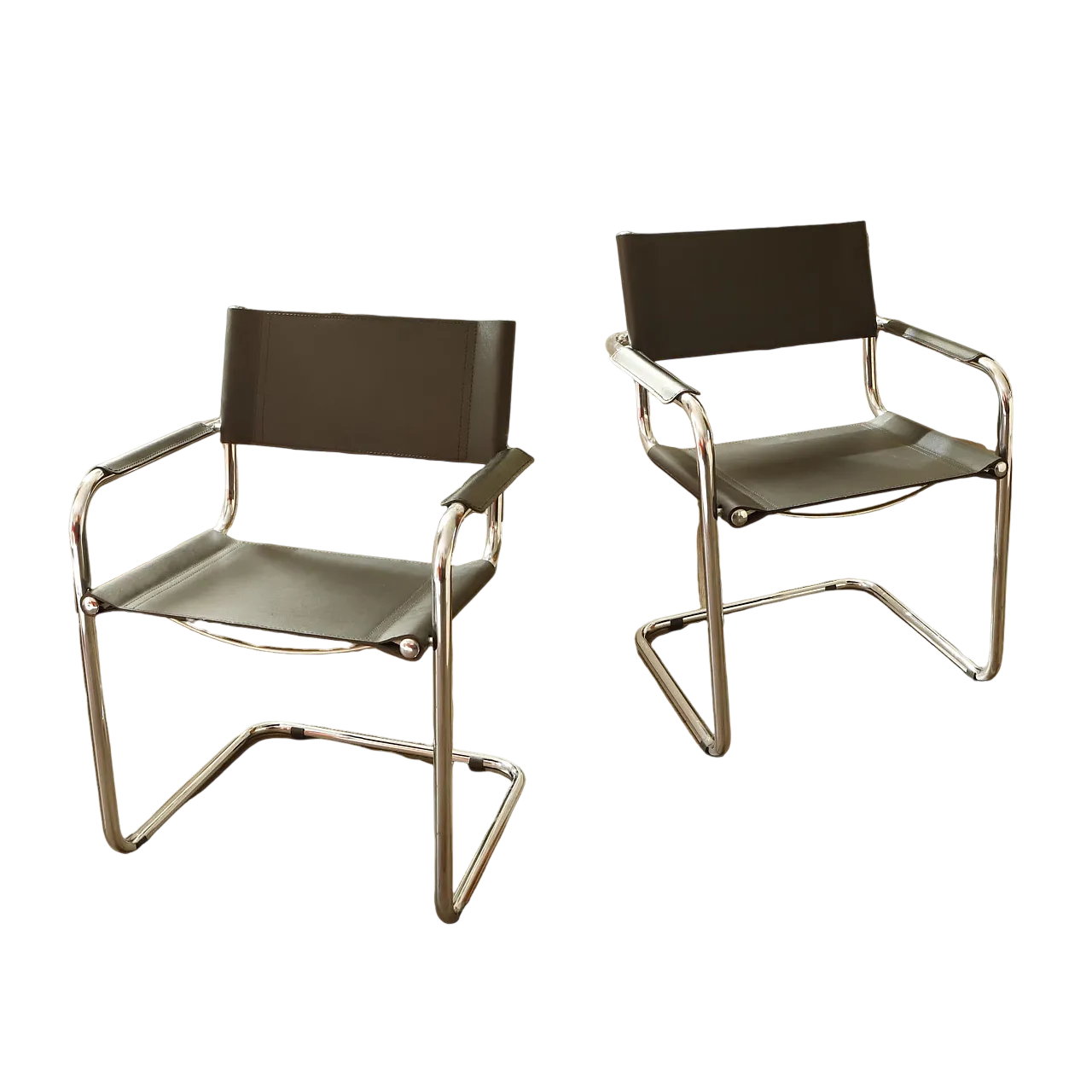 Mart Stam Style Cantilever Chairs – S34 Inspired, Chrome Frame, Leathe 12