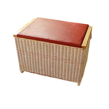 Cassa di rattan retrò per posti a sedere e conservazione
