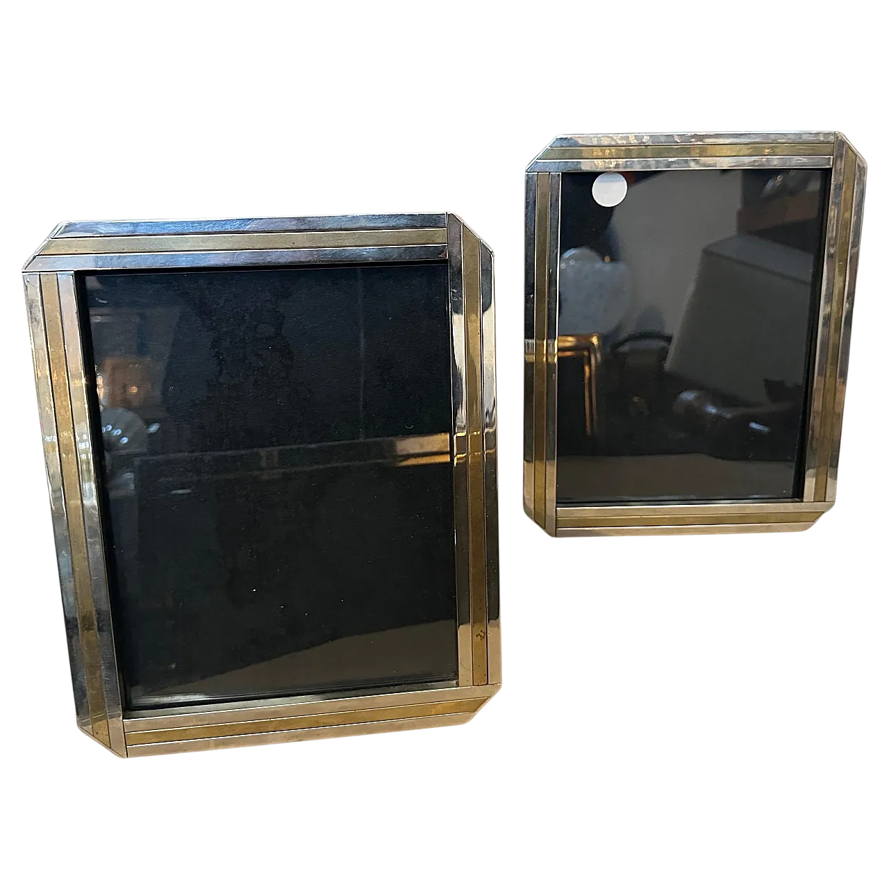 Pair of silver plated frames in Willy Rizzo style, 1970s 11