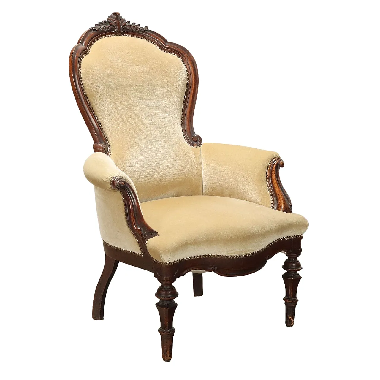 Poltrona Umbertina in legno, fine '800 1