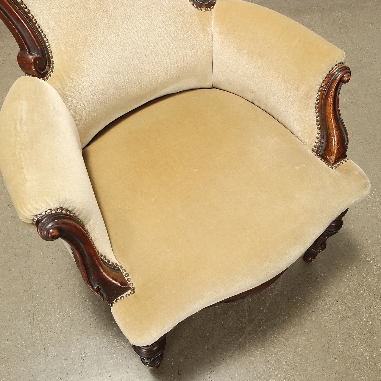 Poltrona Umbertina in legno, fine '800 6