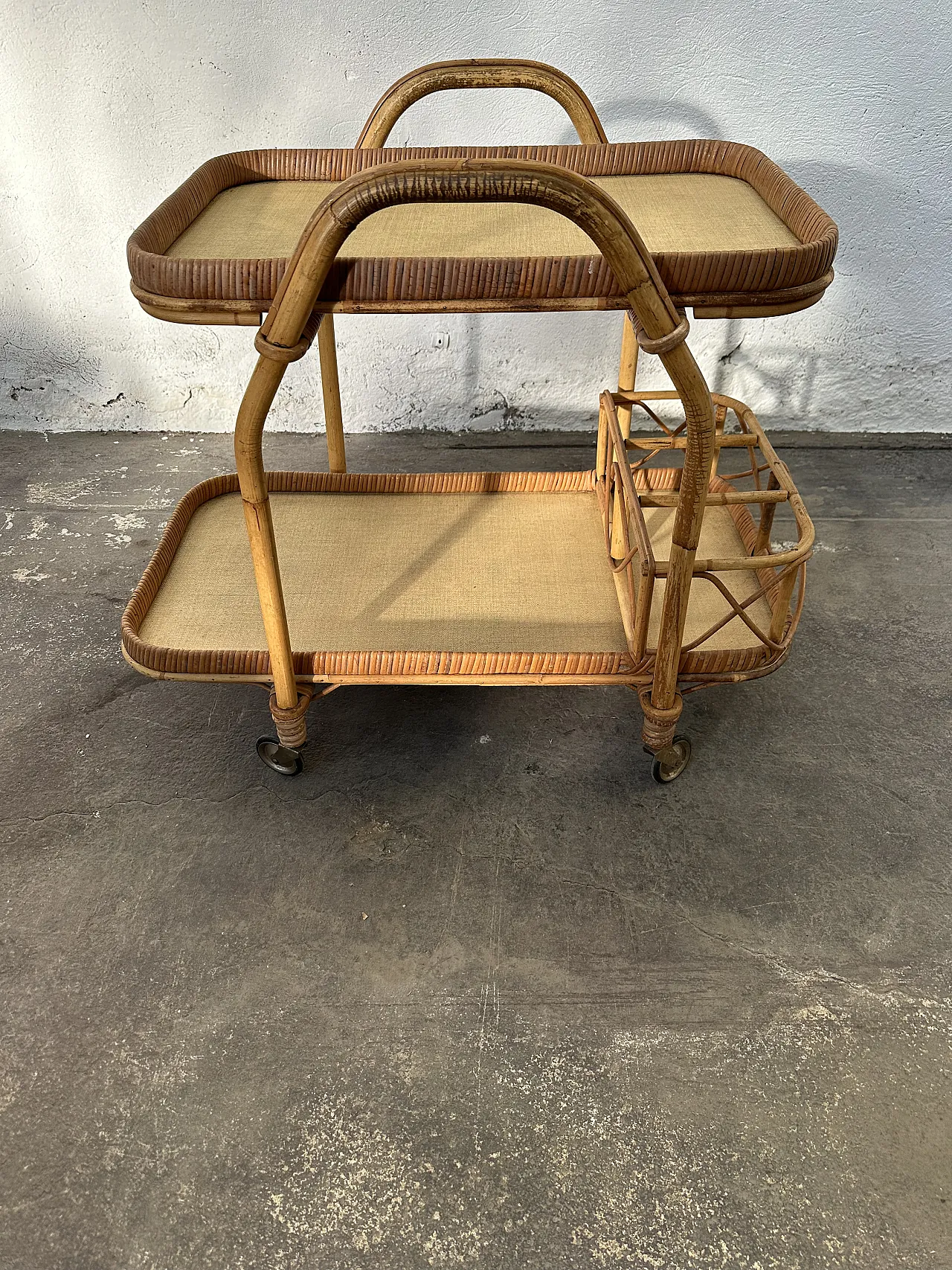 Rattan dessert with removable tray, 60s 7