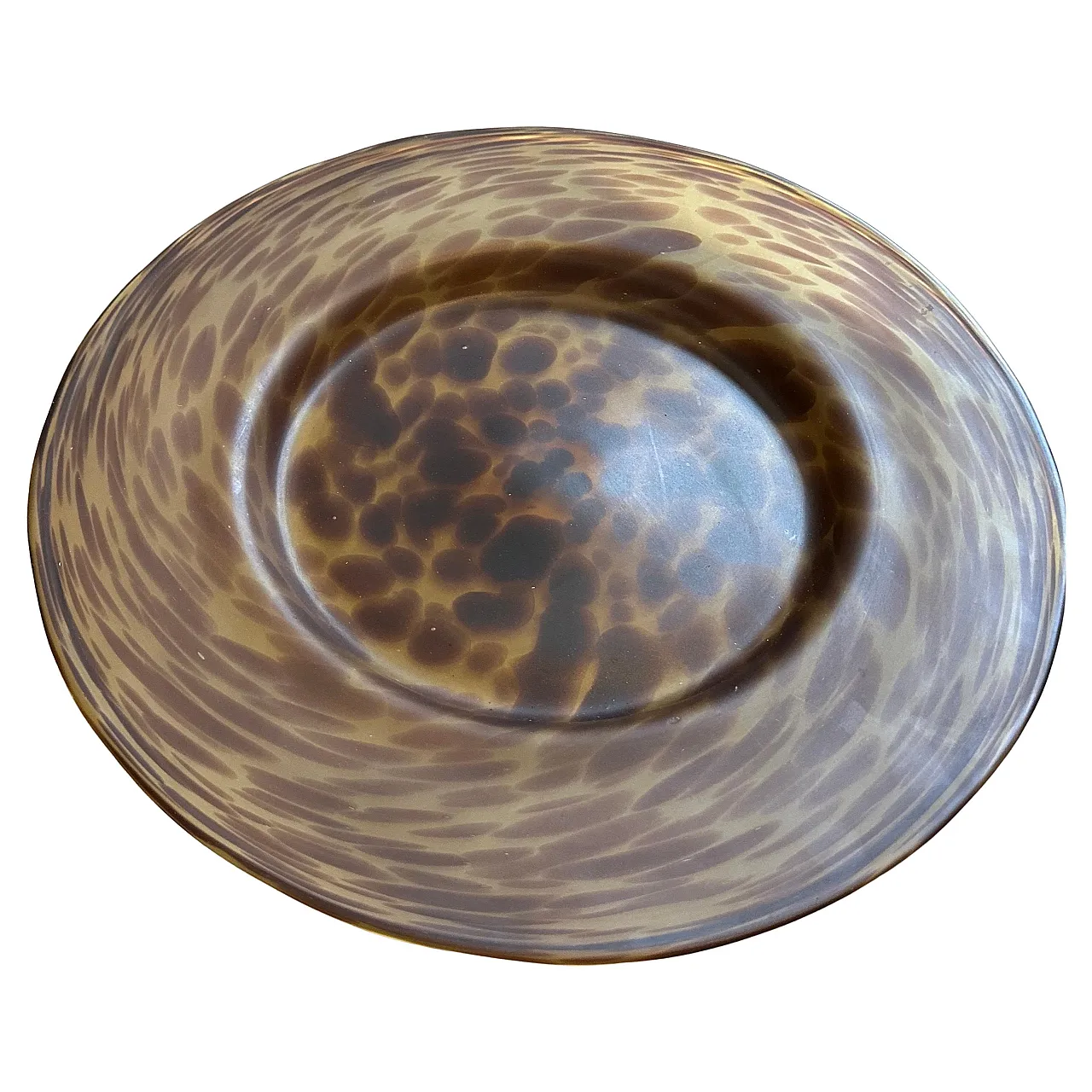 Centrotavola rotondo in vetro con guscio di tartaruga, anni '70 1