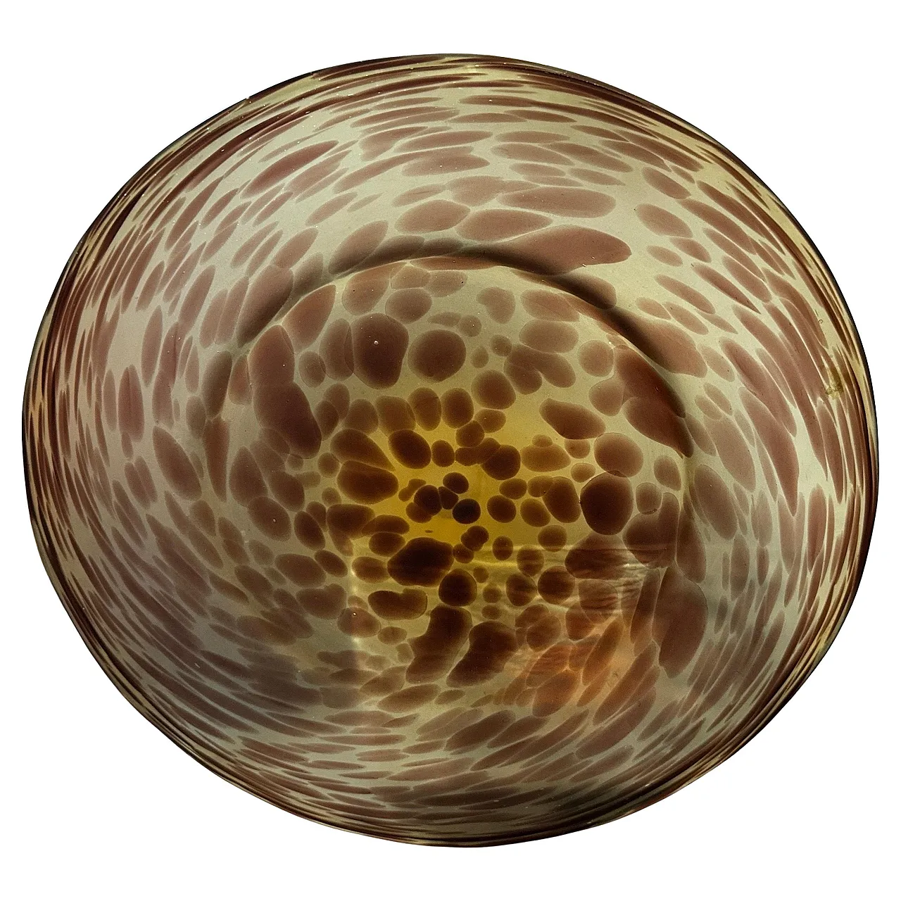 Centrotavola rotondo in vetro con guscio di tartaruga, anni '70 2