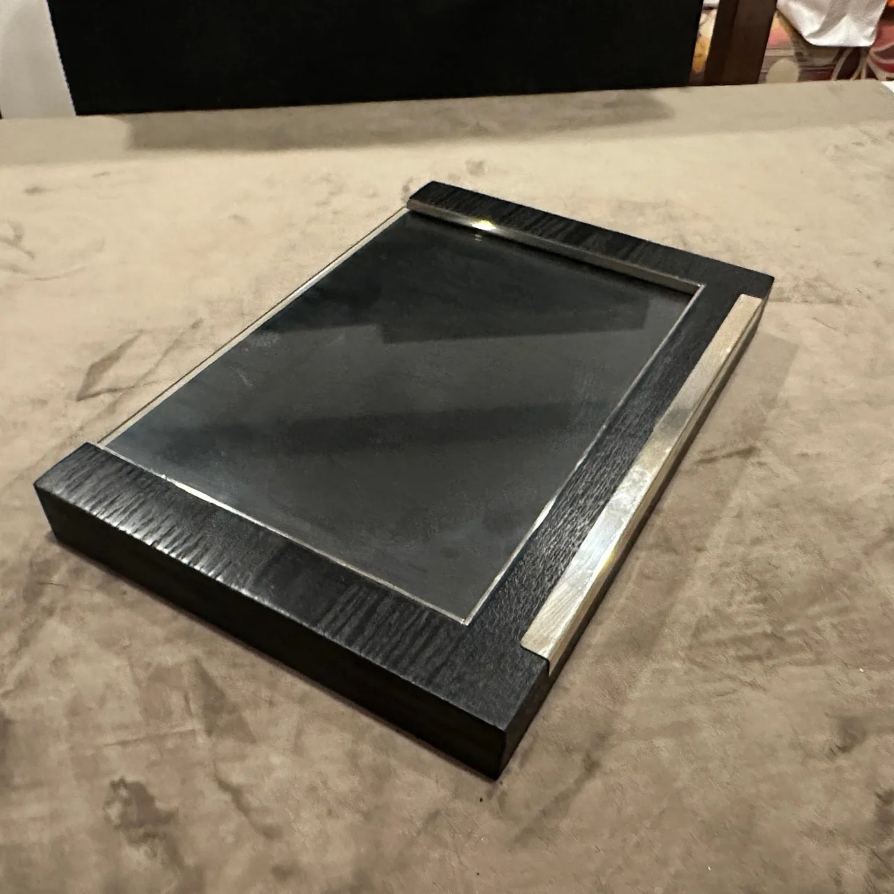 Sterling silver and ebonized wood picture frame by Silvan, 1980s 5