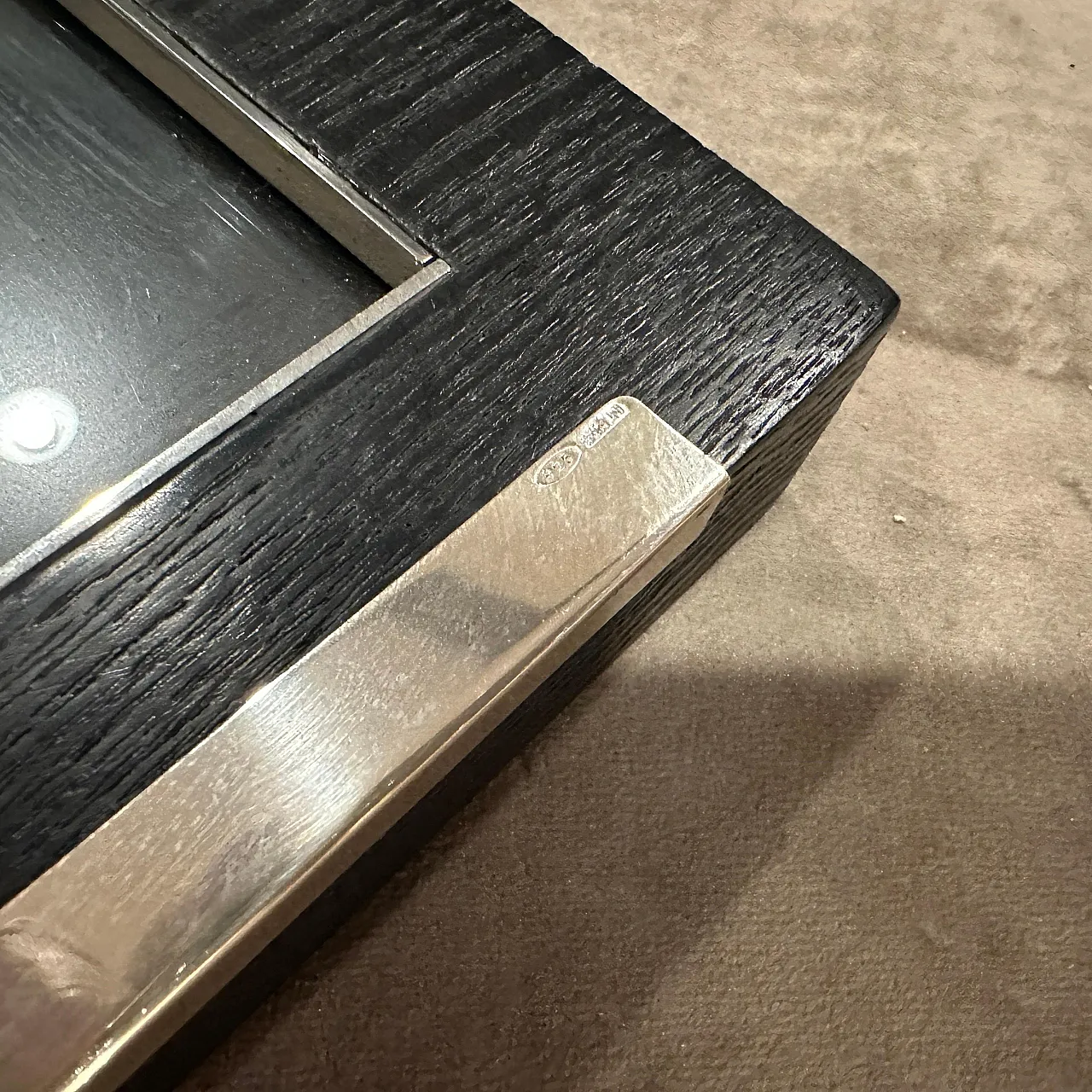 Sterling silver and ebonized wood picture frame by Silvan, 1980s 6