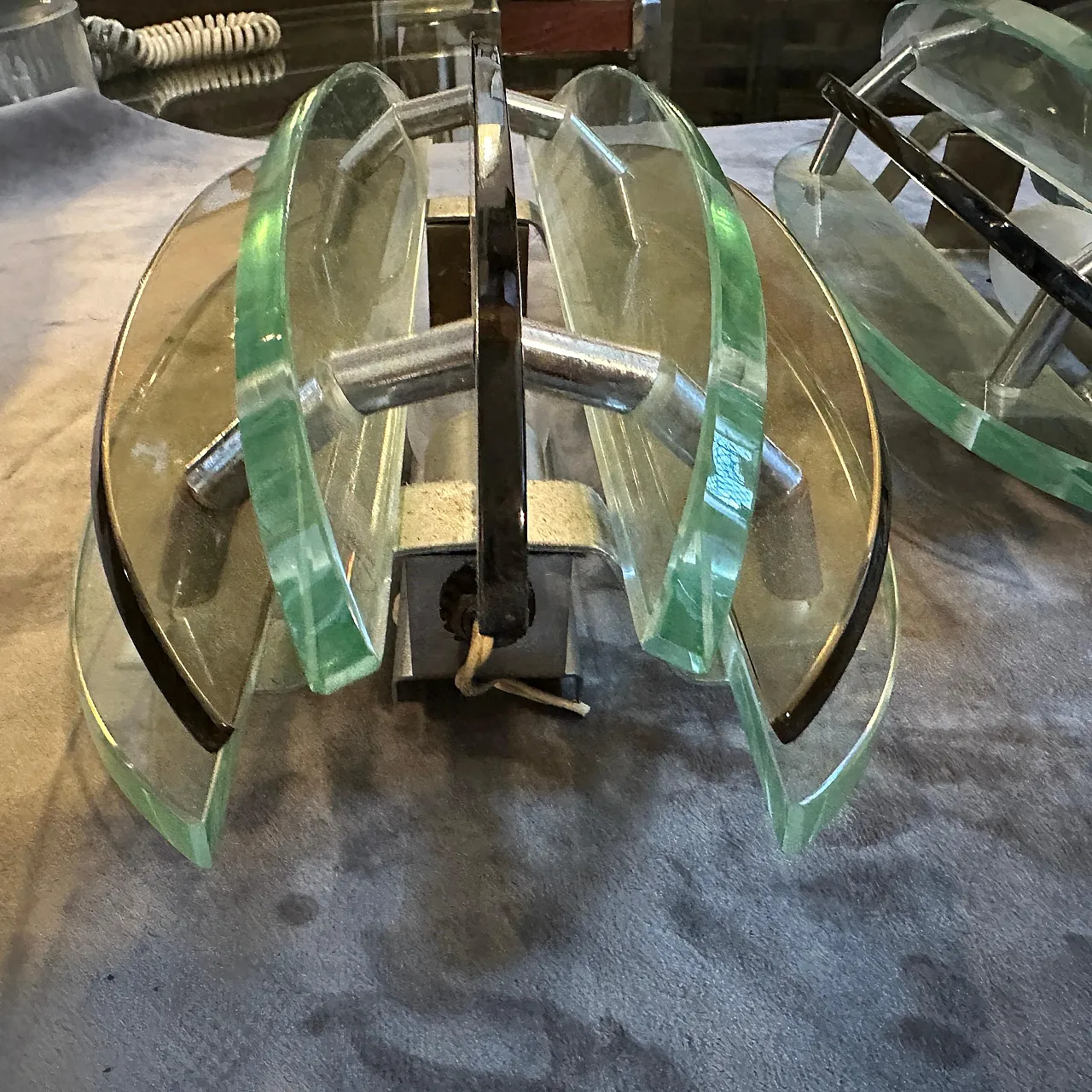 Pair of smoked glass wall lights by Veca, 1960s 6