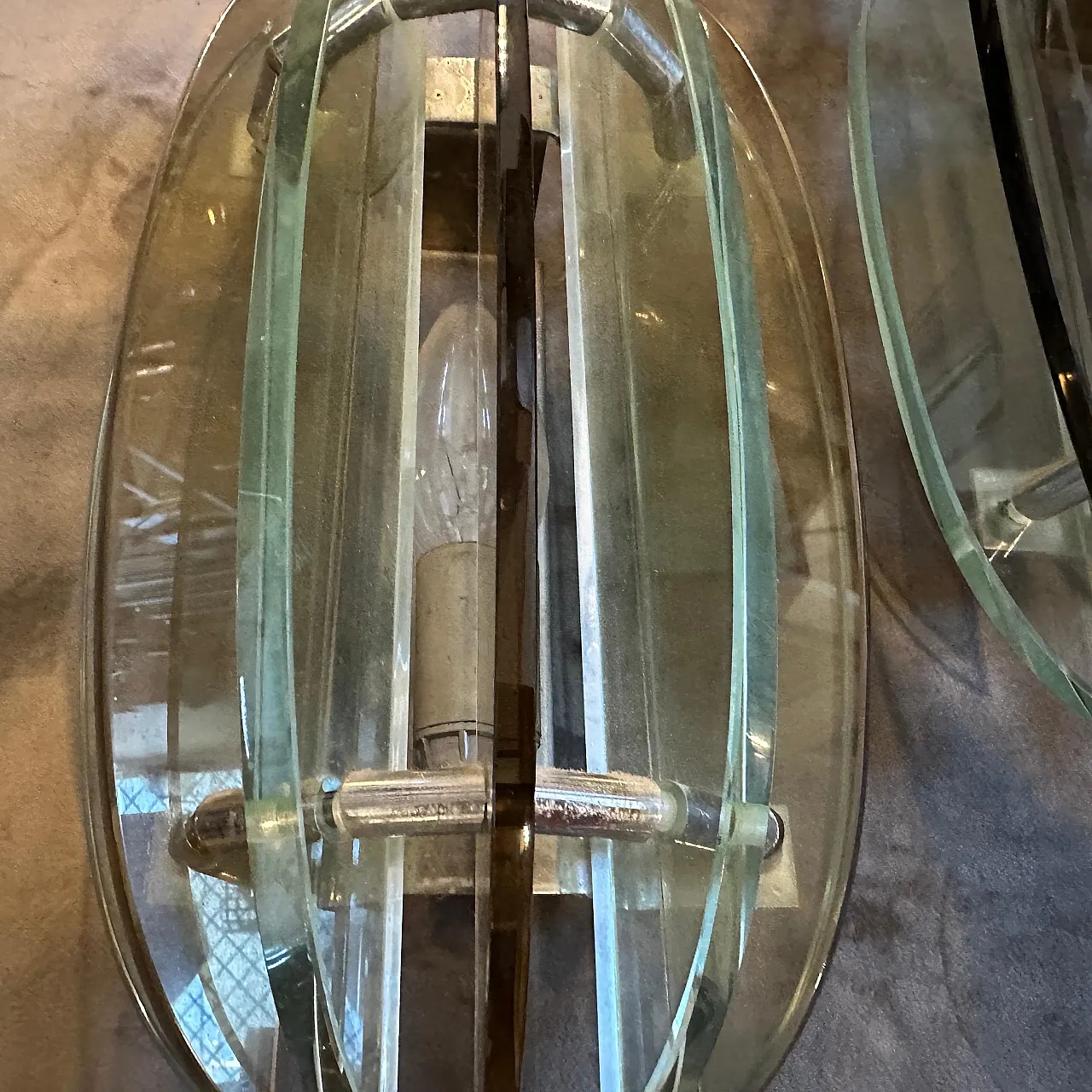 Pair of smoked glass wall lights by Veca, 1960s 7