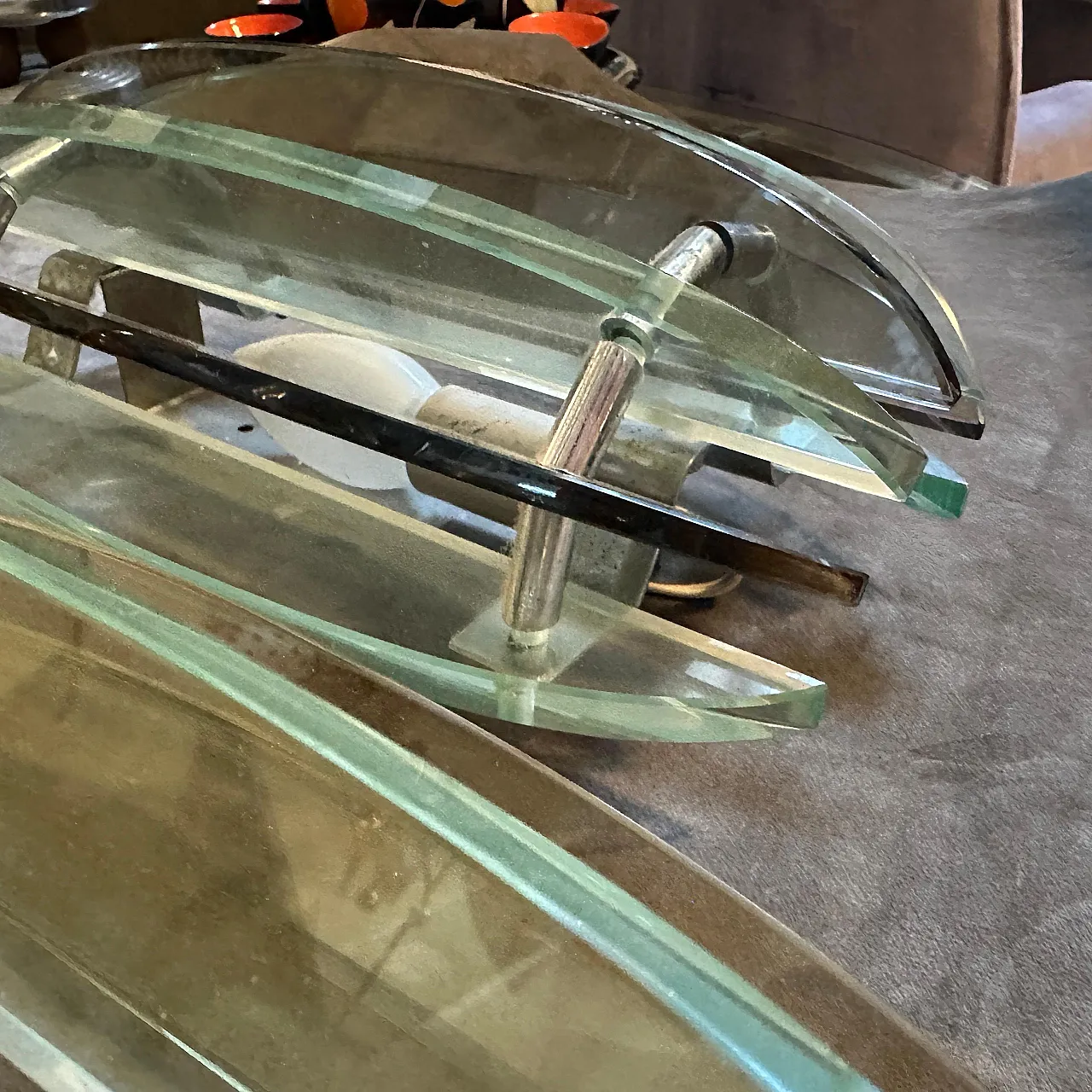 Pair of smoked glass wall lights by Veca, 1960s 8