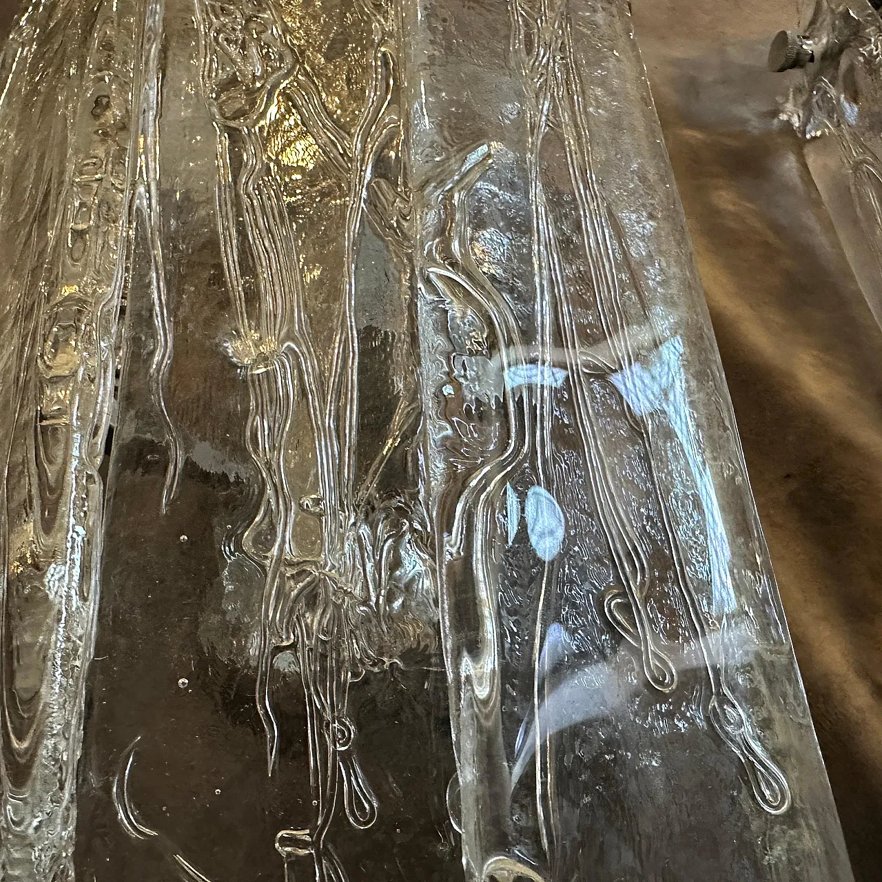 Coppia di applique in vetro di Murano e acciaio La murrina, anni '70 5