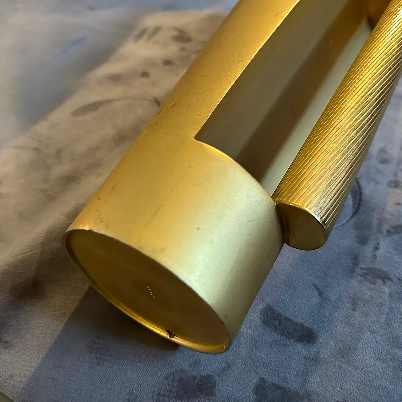 Sculptural jug vase in golden metal, 1970s 3