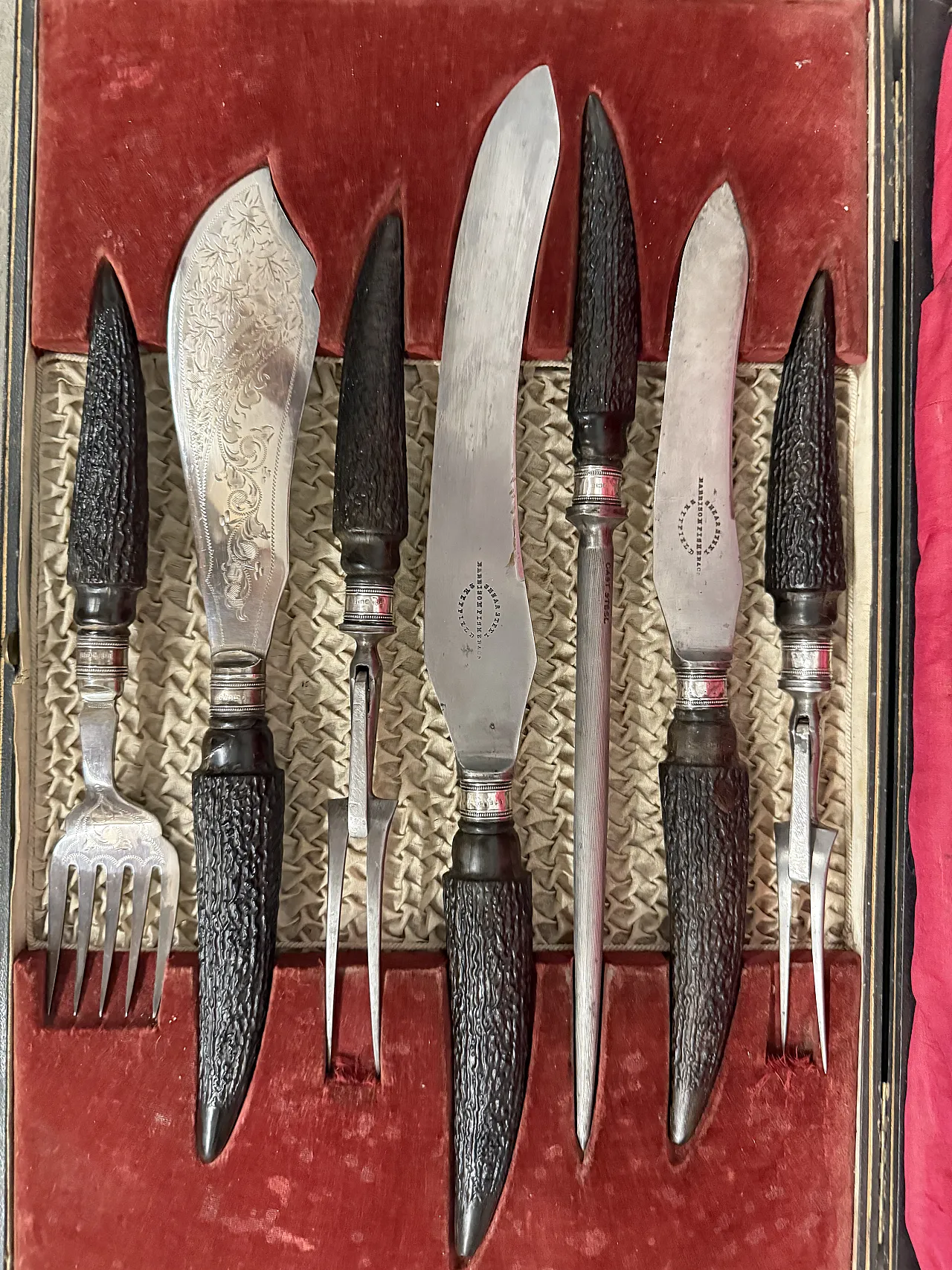 6 coltelli argento sheffield Harrison Fisher & C., 1890 8