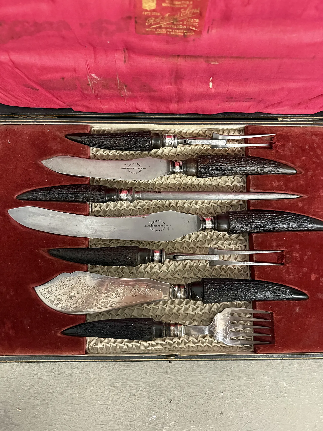 6 coltelli argento sheffield Harrison Fisher & C., 1890 9