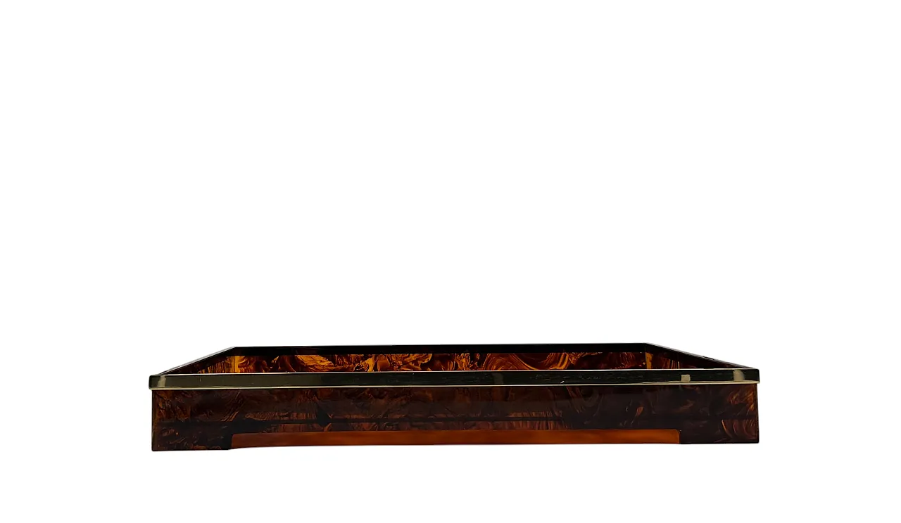 Large brass tray and plexiglass Tartargata, Italy 1970 5