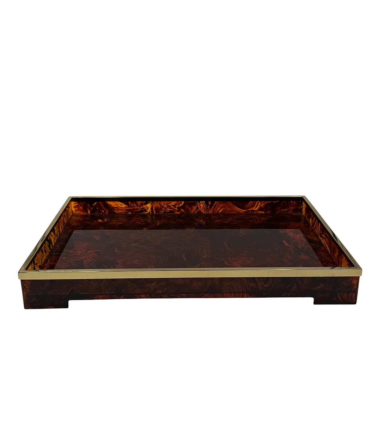 Large brass tray and plexiglass Tartargata, Italy 1970 7