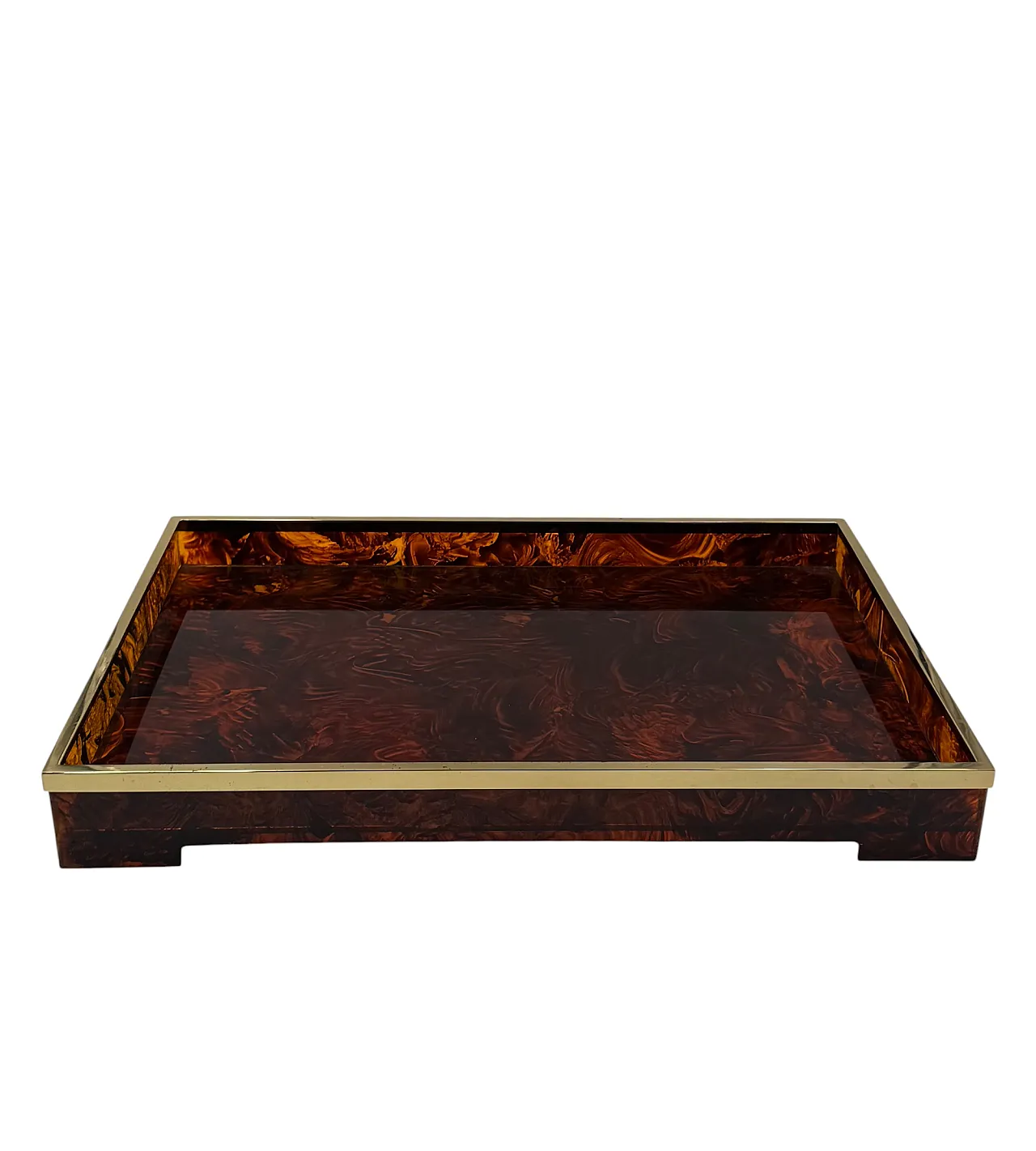 Large brass tray and plexiglass Tartargata, Italy 1970 8