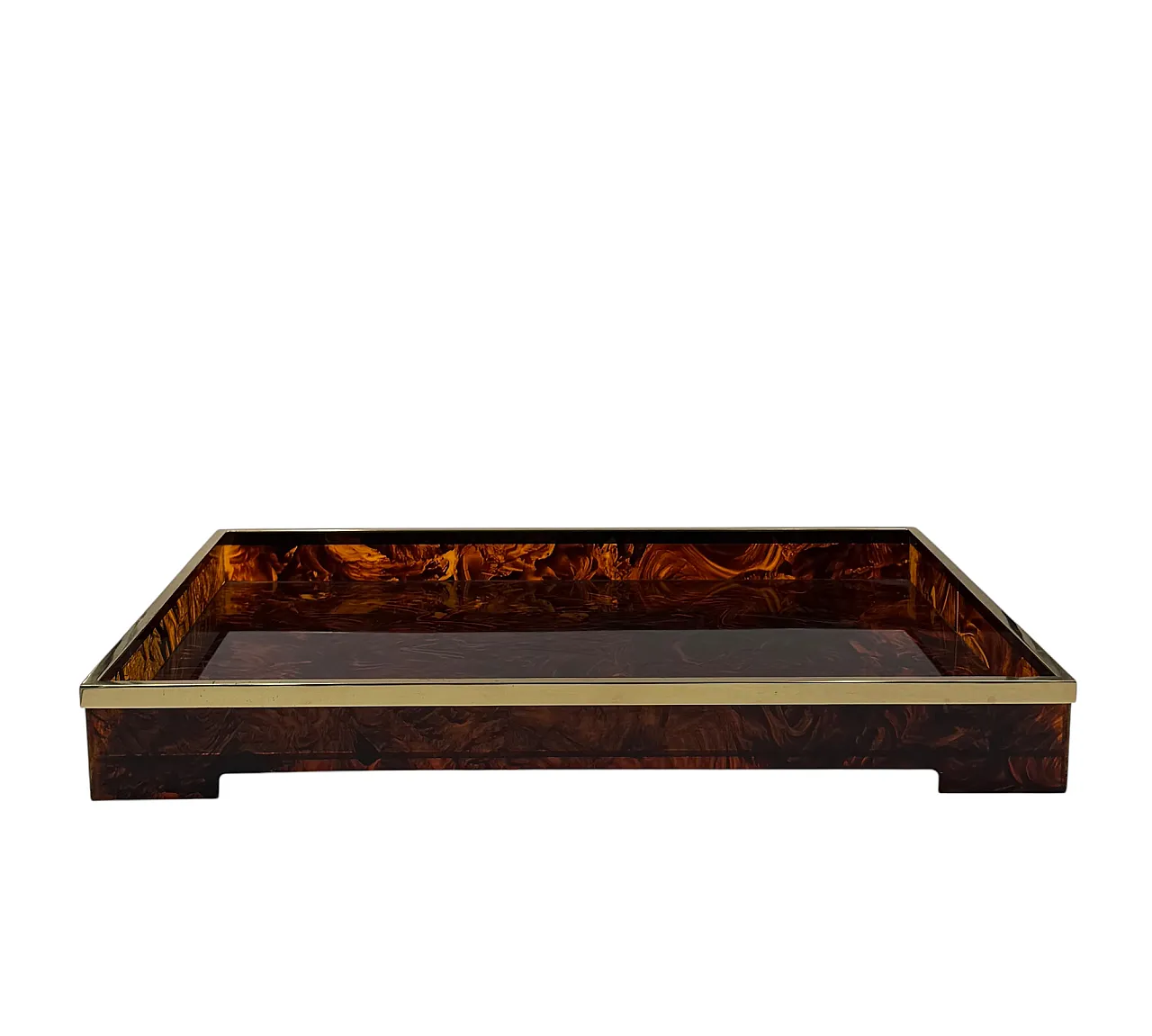 Large brass tray and plexiglass Tartargata, Italy 1970 9