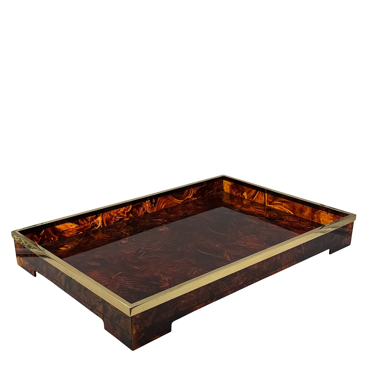 Large brass tray and plexiglass Tartargata, Italy 1970 11