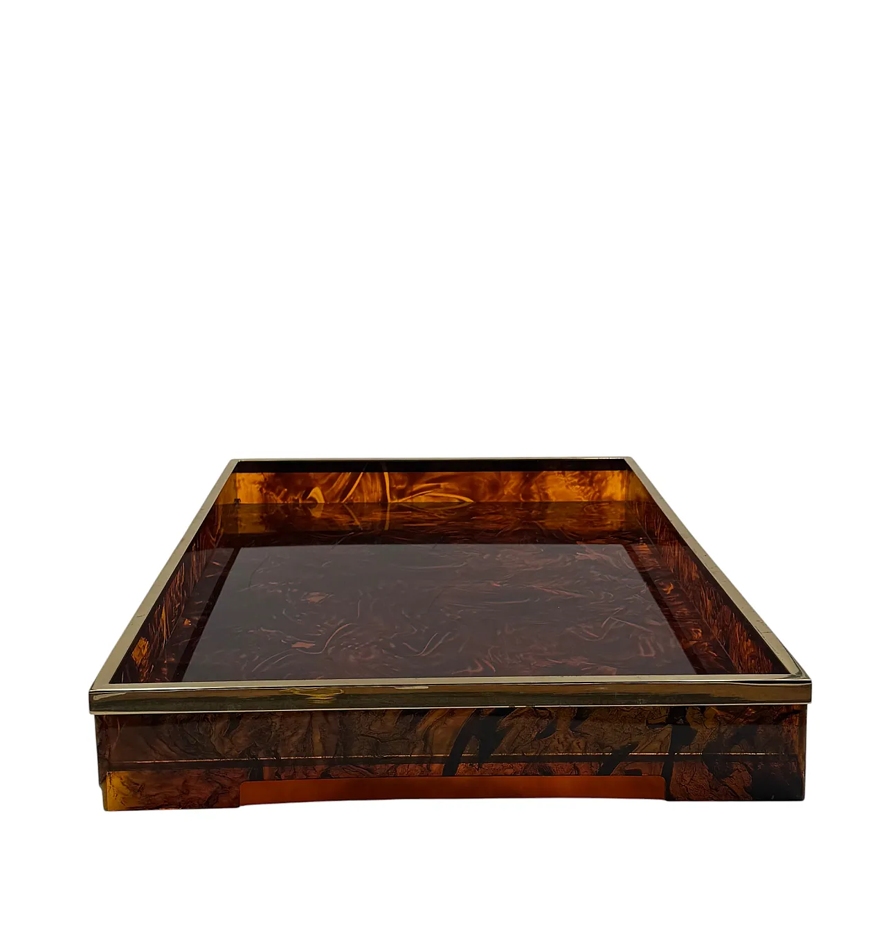 Large brass tray and plexiglass Tartargata, Italy 1970 12