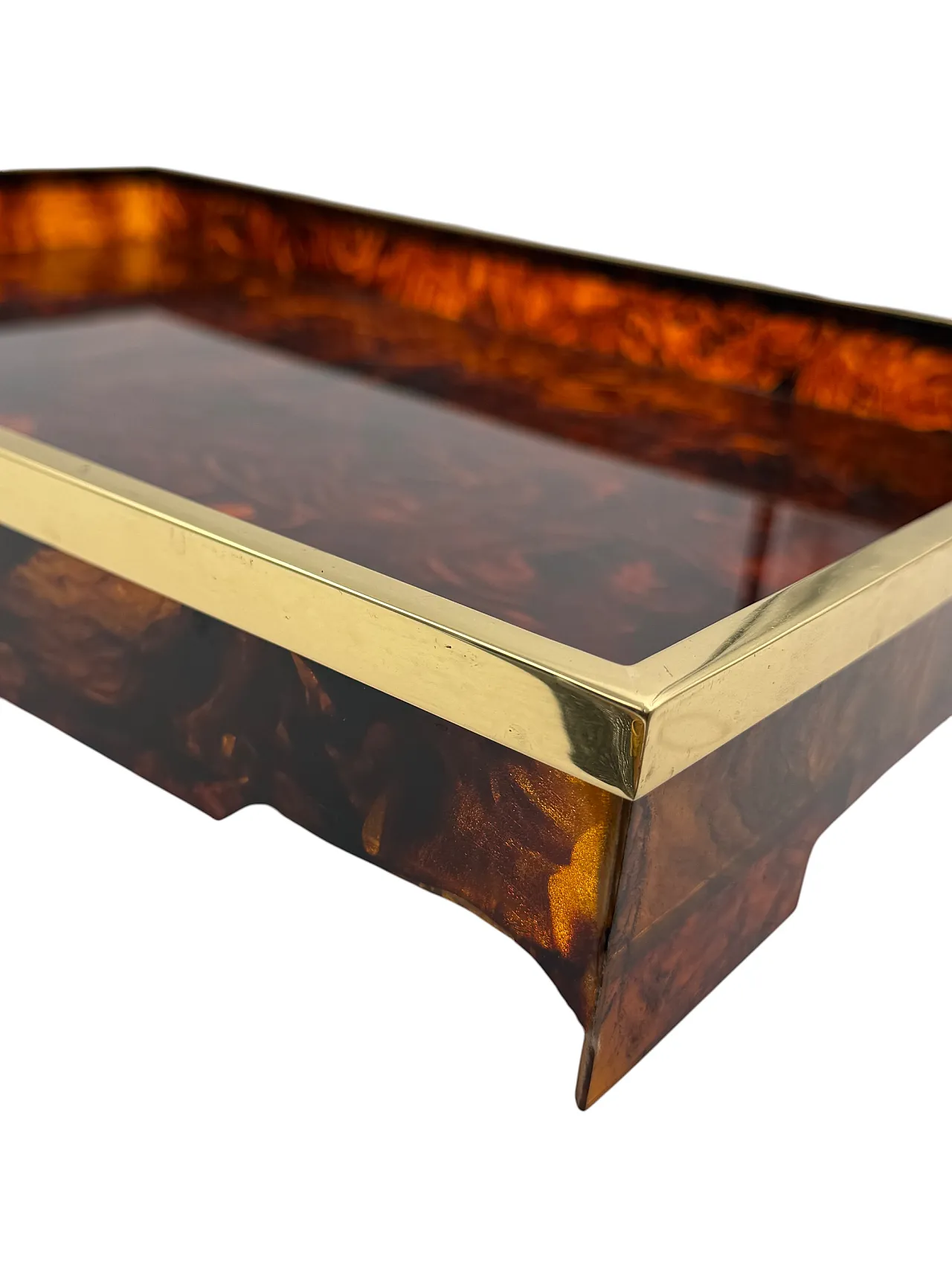 Large brass tray and plexiglass Tartargata, Italy 1970 13