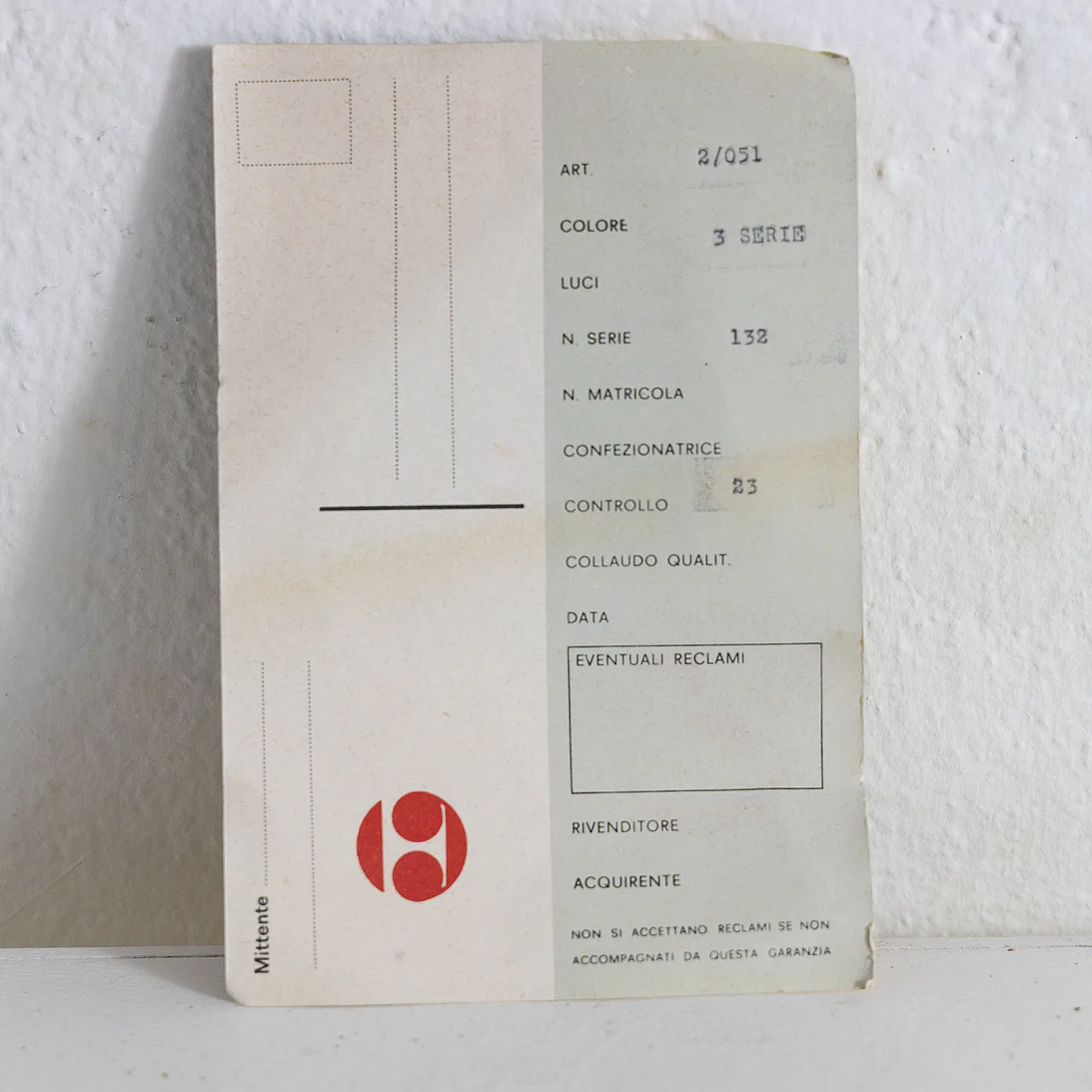 Lampada da parete Targetti modello 2/051, anni '80 2