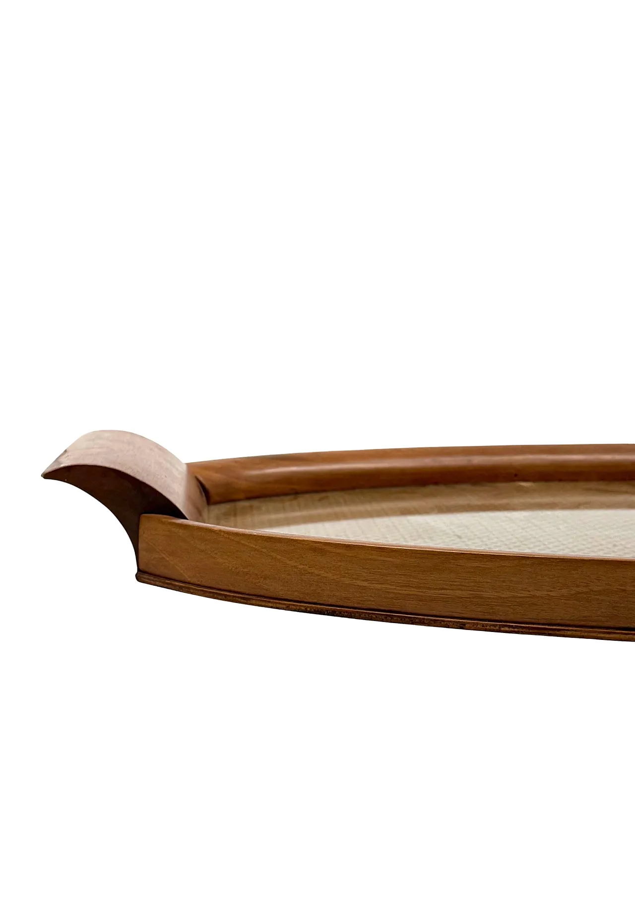 Wooden, brass and glass midcentry tray, Italy 1950 8
