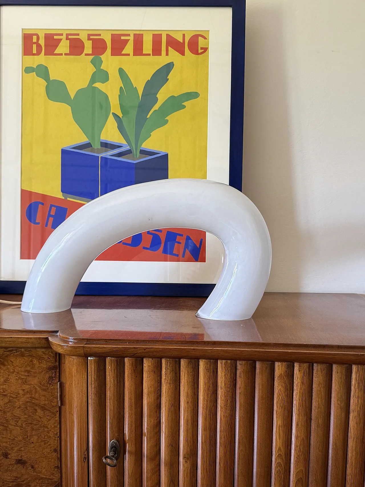 White Murano Glass Sculptural Lamp, Barbini Italia 1970 2