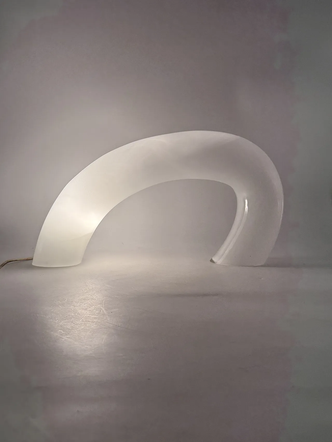 White Murano Glass Sculptural Lamp, Barbini Italia 1970 5