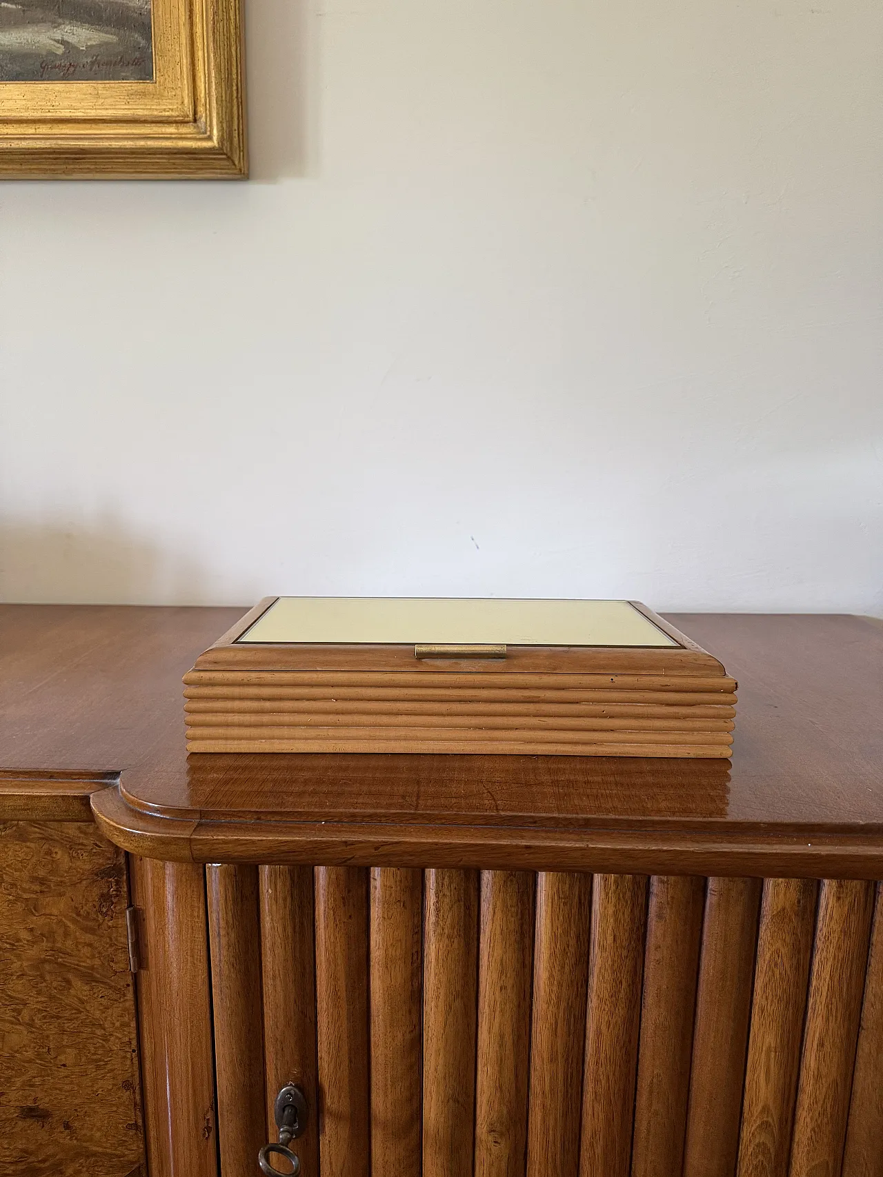 Scatola in legno grissinato Midcentury, Fontana Arte Italia 1970 1