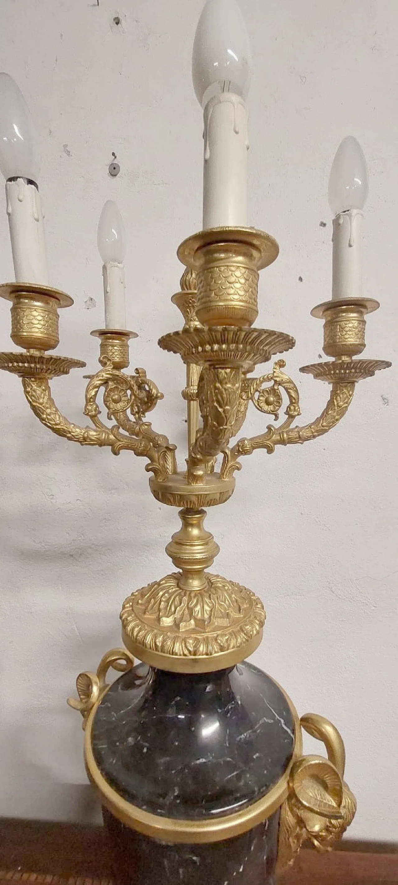 Pair of Napoleon III style candelabra in marble & bronze, 19th century 3