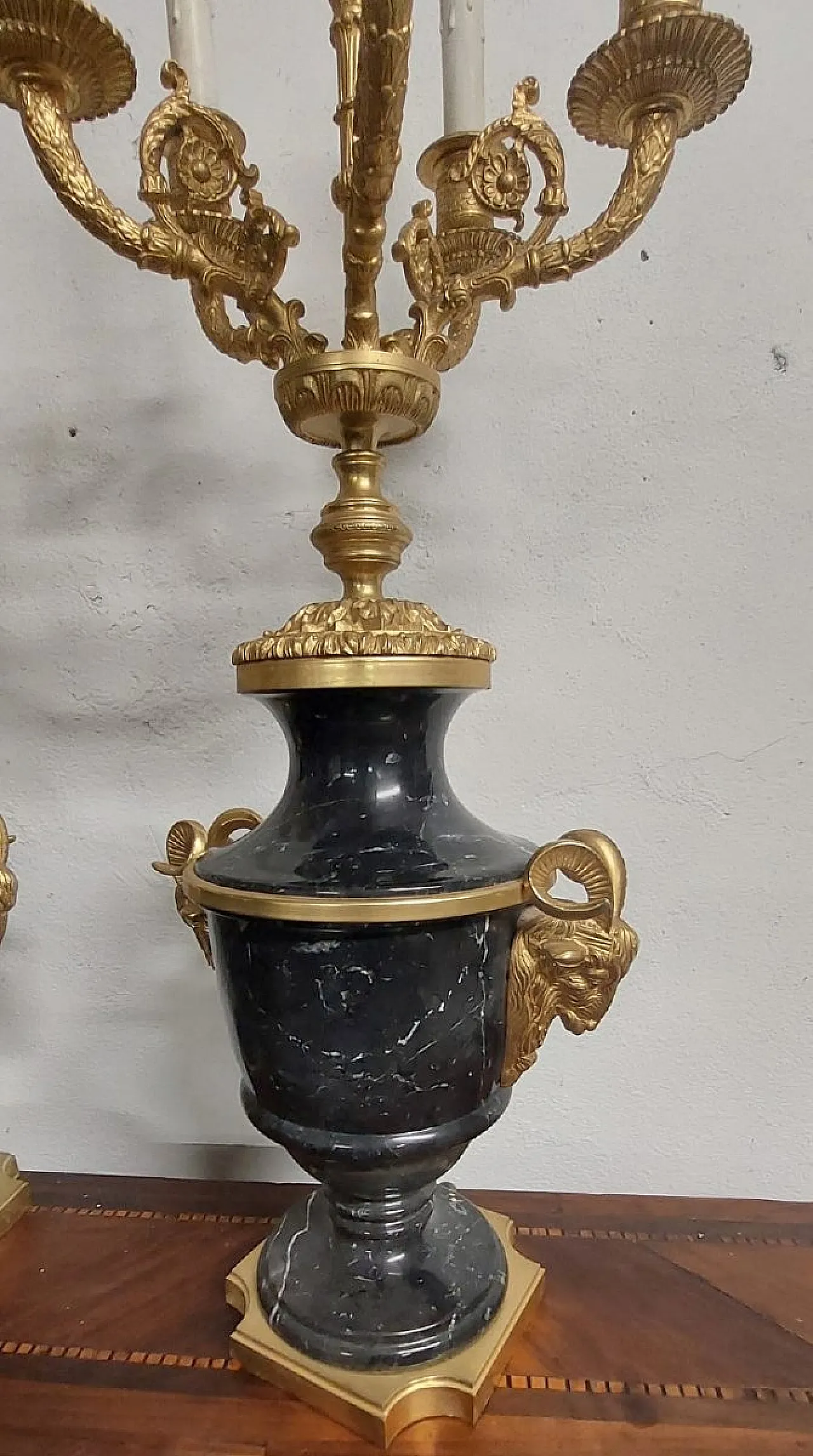 Pair of Napoleon III style candelabra in marble & bronze, 19th century 9