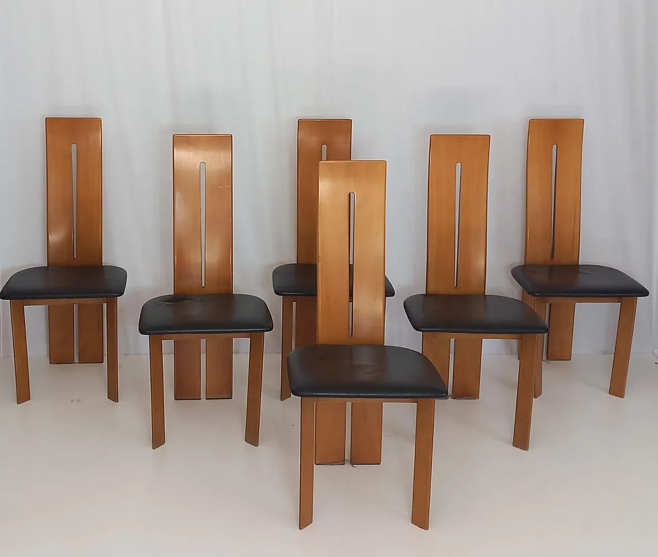 6 chairs by Mario Marenco for Mobilgirgi, 70s 12