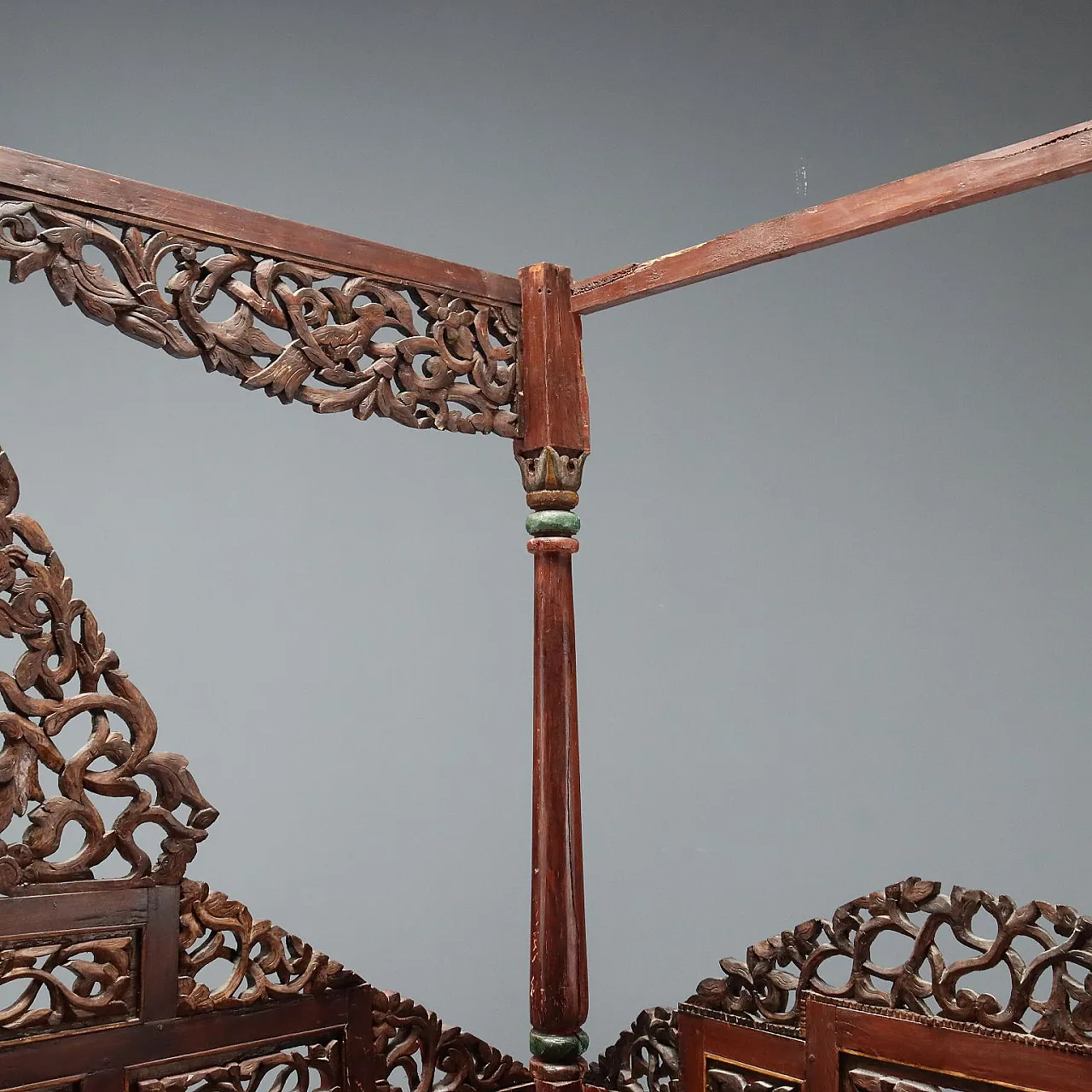 Letto a baldacchino in legno esotico, inizio '900 8