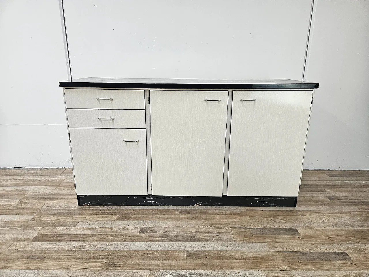 Kitchen Credenza in Formica White Marble Effect, 1970s 1