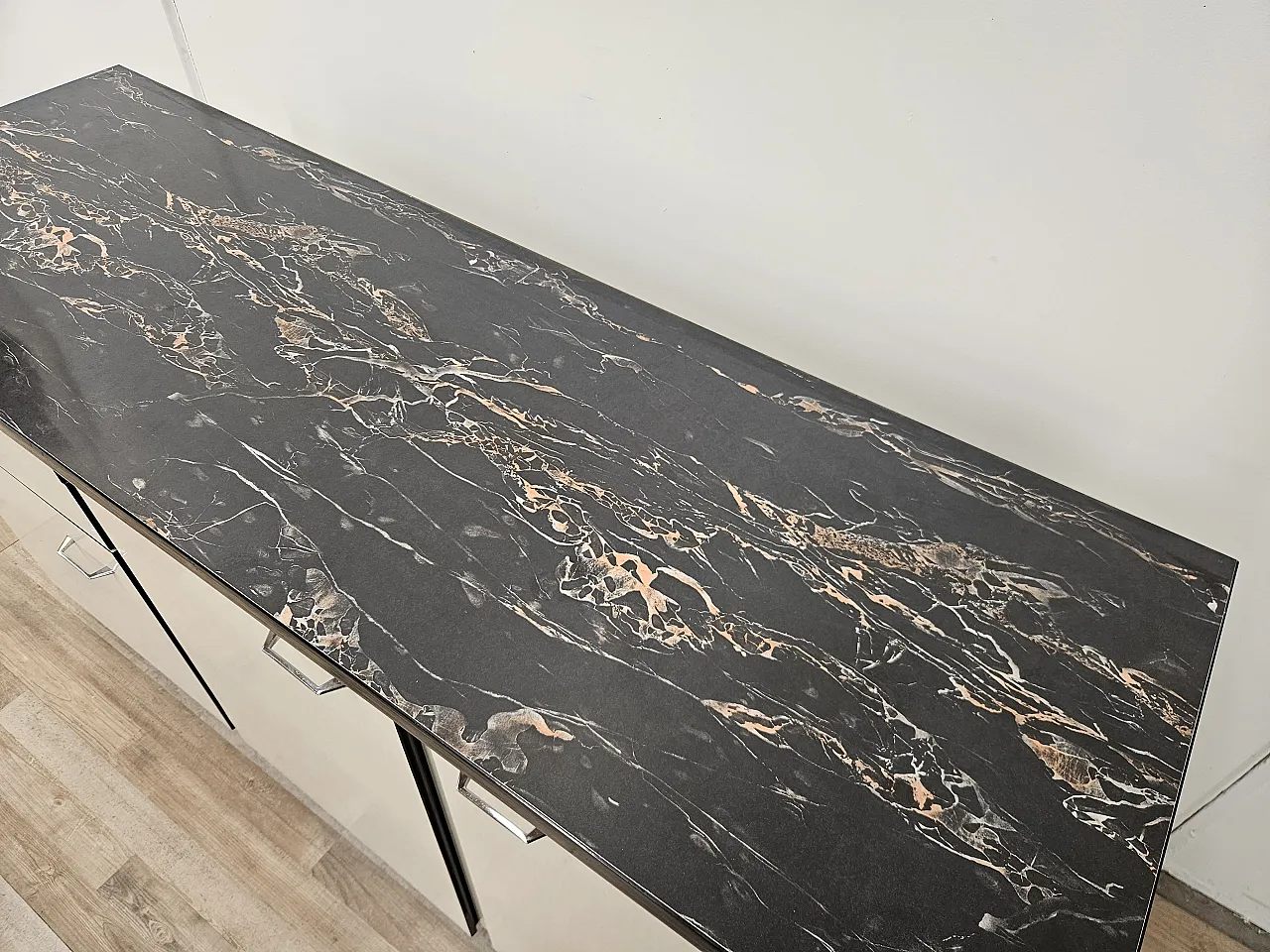 Kitchen Credenza in Formica White Marble Effect, 1970s 8