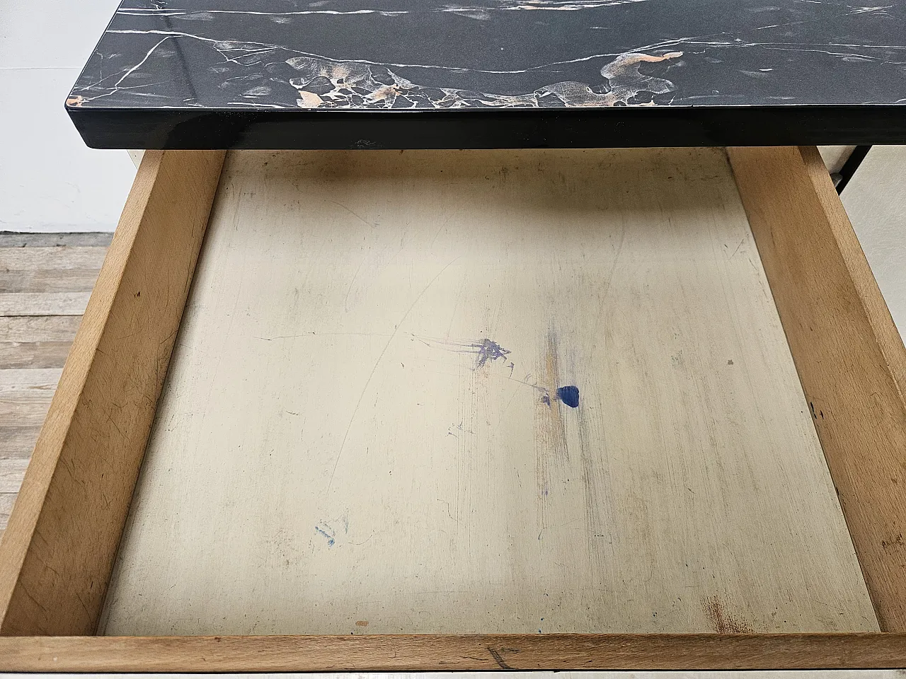 Kitchen Credenza in Formica White Marble Effect, 1970s 15