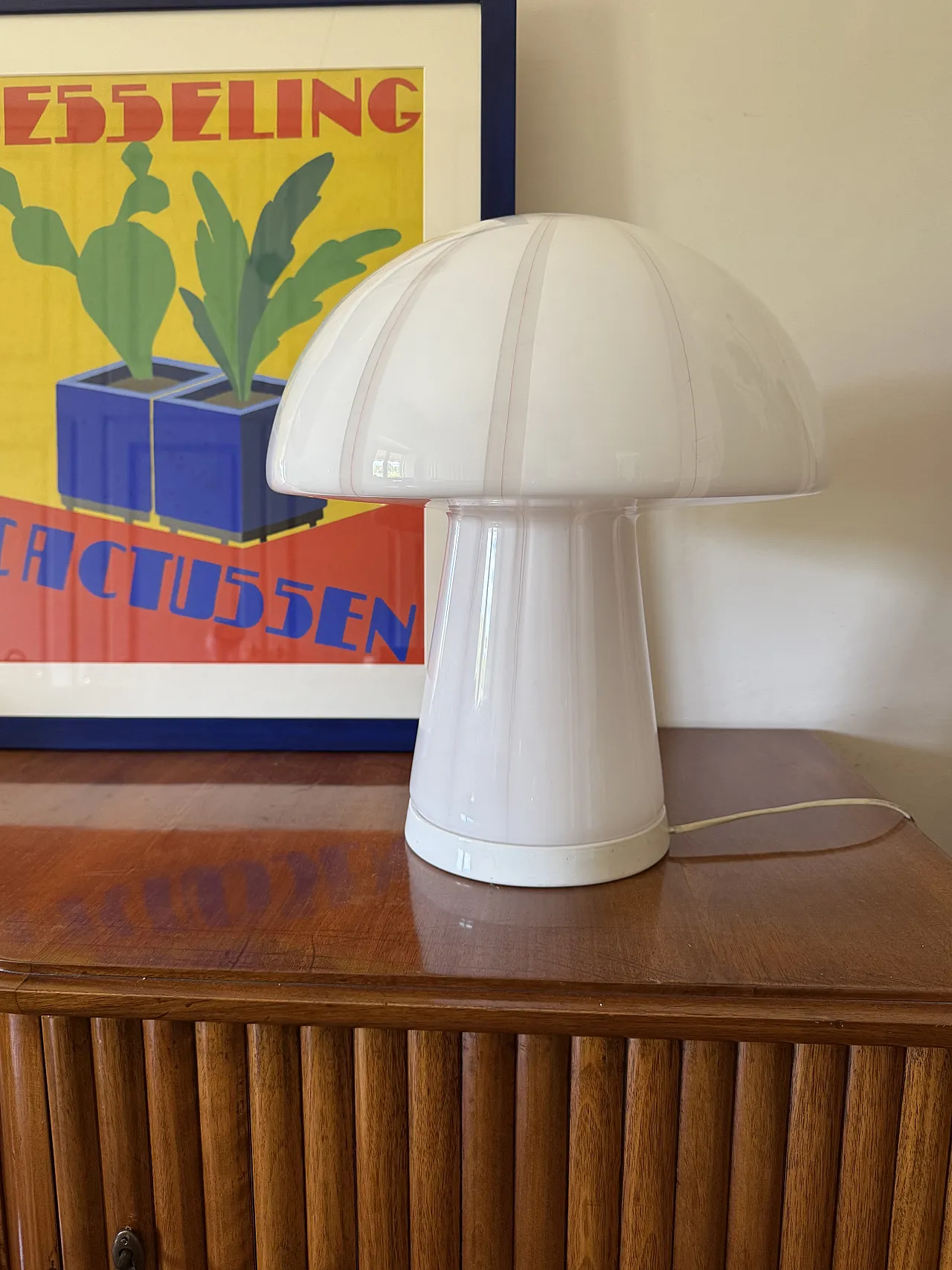 Muhroom table lamp in Murano glass, Italy, 70s 3
