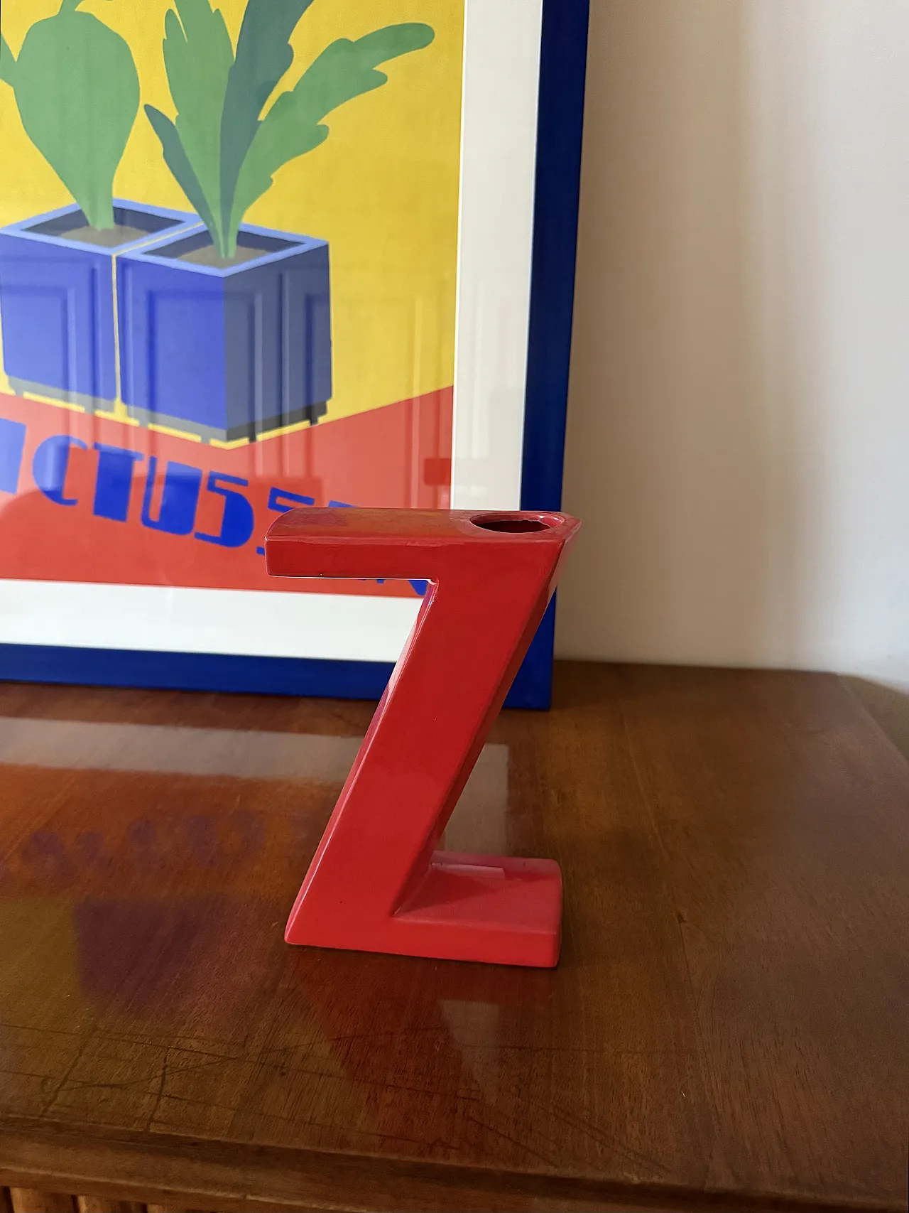 Vaso solifleur rosso space age, Marcel Radureau Francia 1970 3