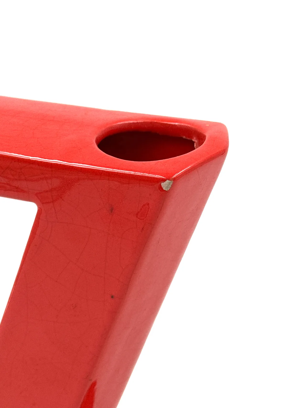 Vaso solifleur rosso space age, Marcel Radureau Francia 1970 13