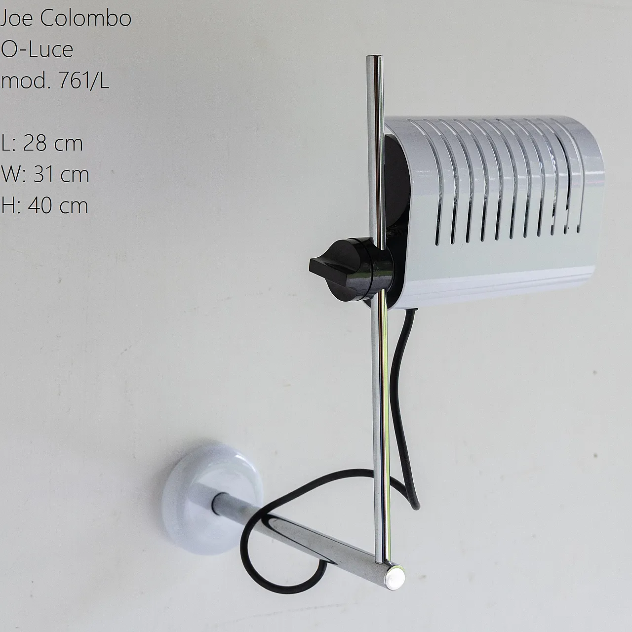 Lampada da parete 761/L di Joe Colombo per O-Luce, anni '70 3