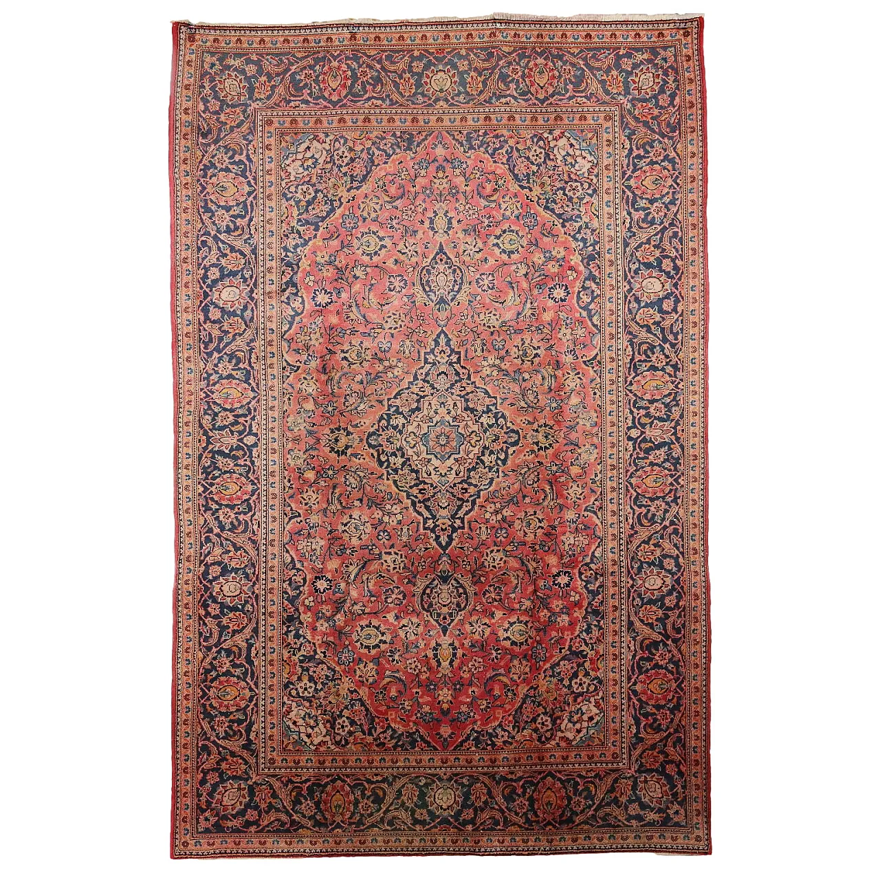 Tappeto Keshan in cotone e lana, fine '900 1