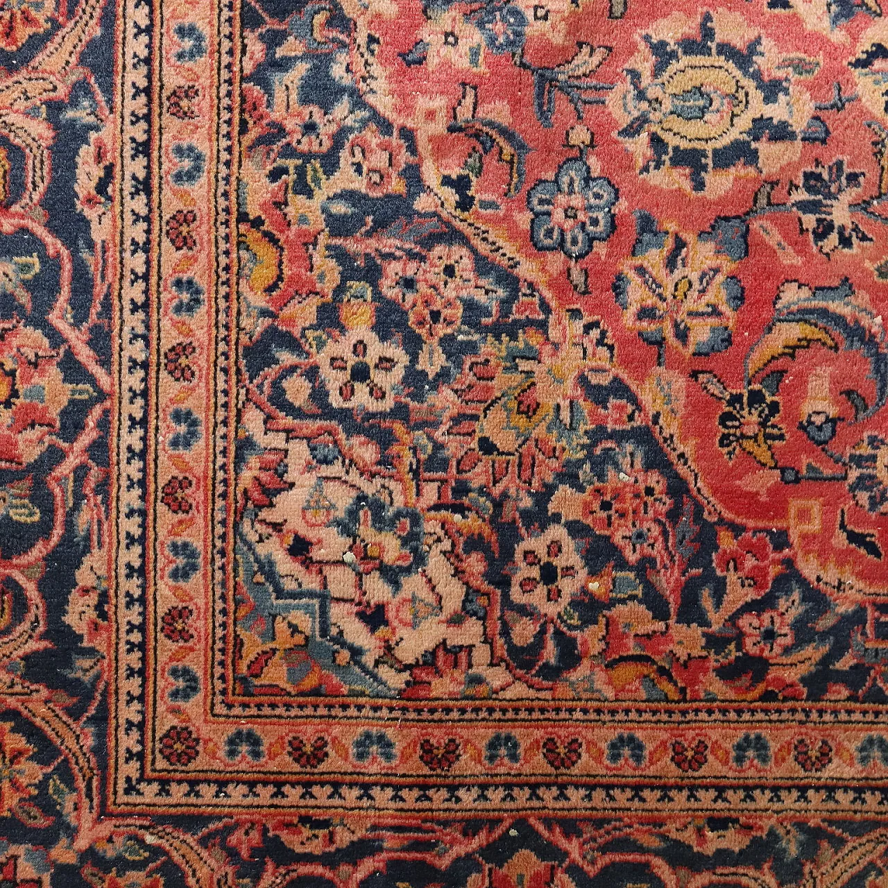 Tappeto Keshan in cotone e lana, fine '900 5