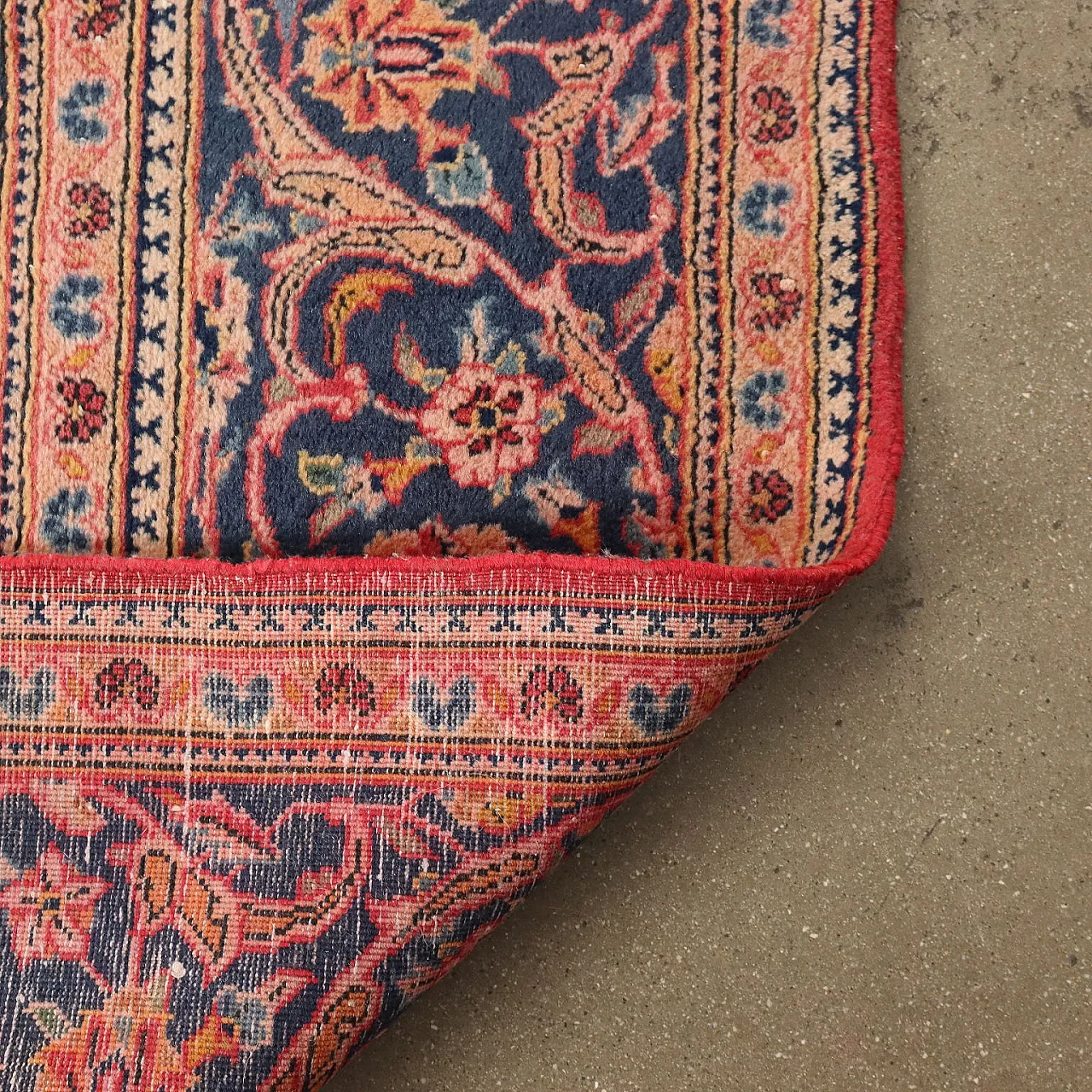 Tappeto Keshan in cotone e lana, fine '900 8