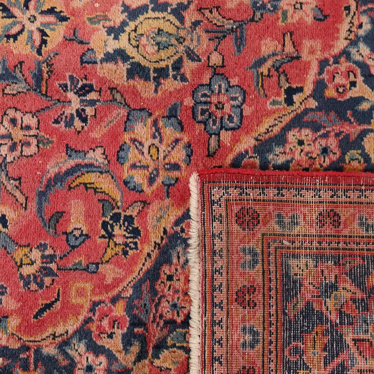 Tappeto Keshan in cotone e lana, fine '900 10