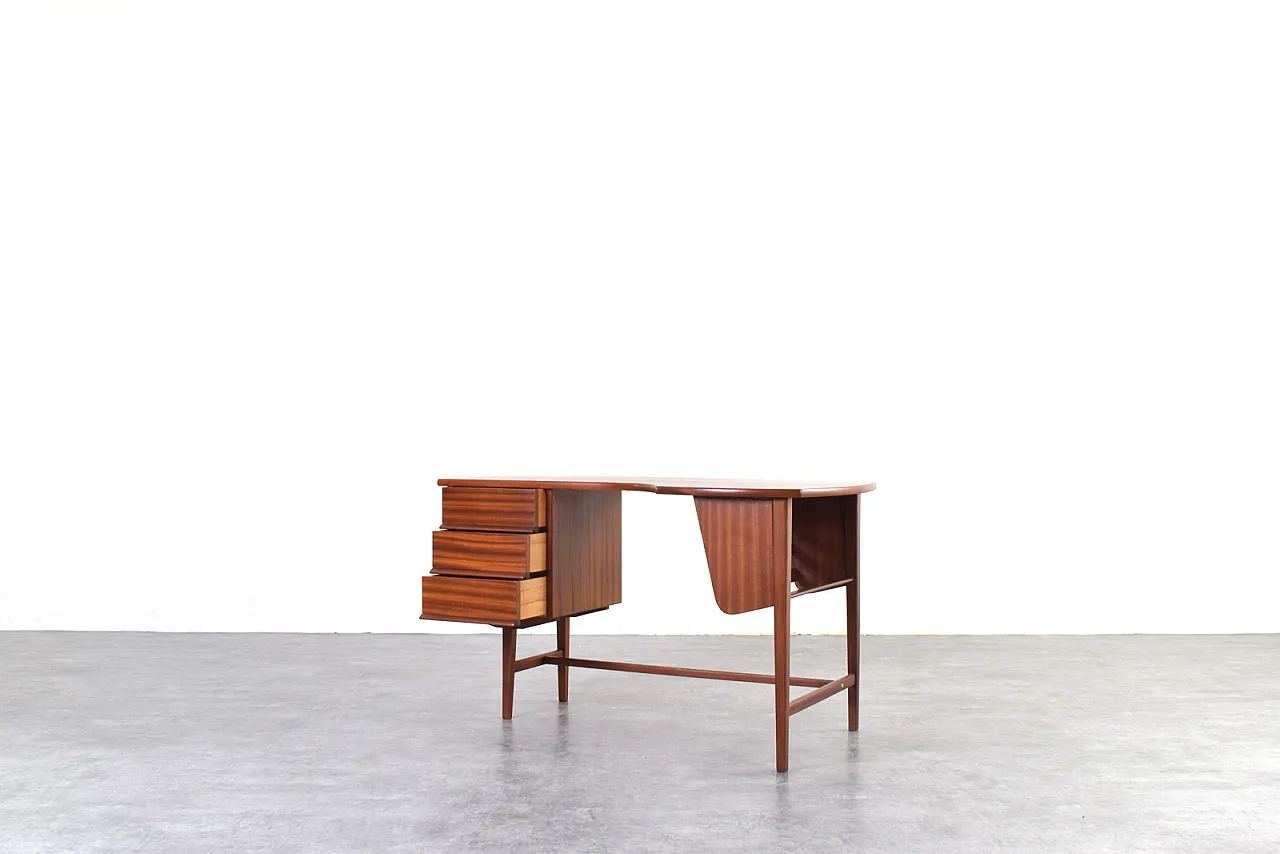 Mid-Century Kidney Shaped Danish Teak Desk, 1960s 5