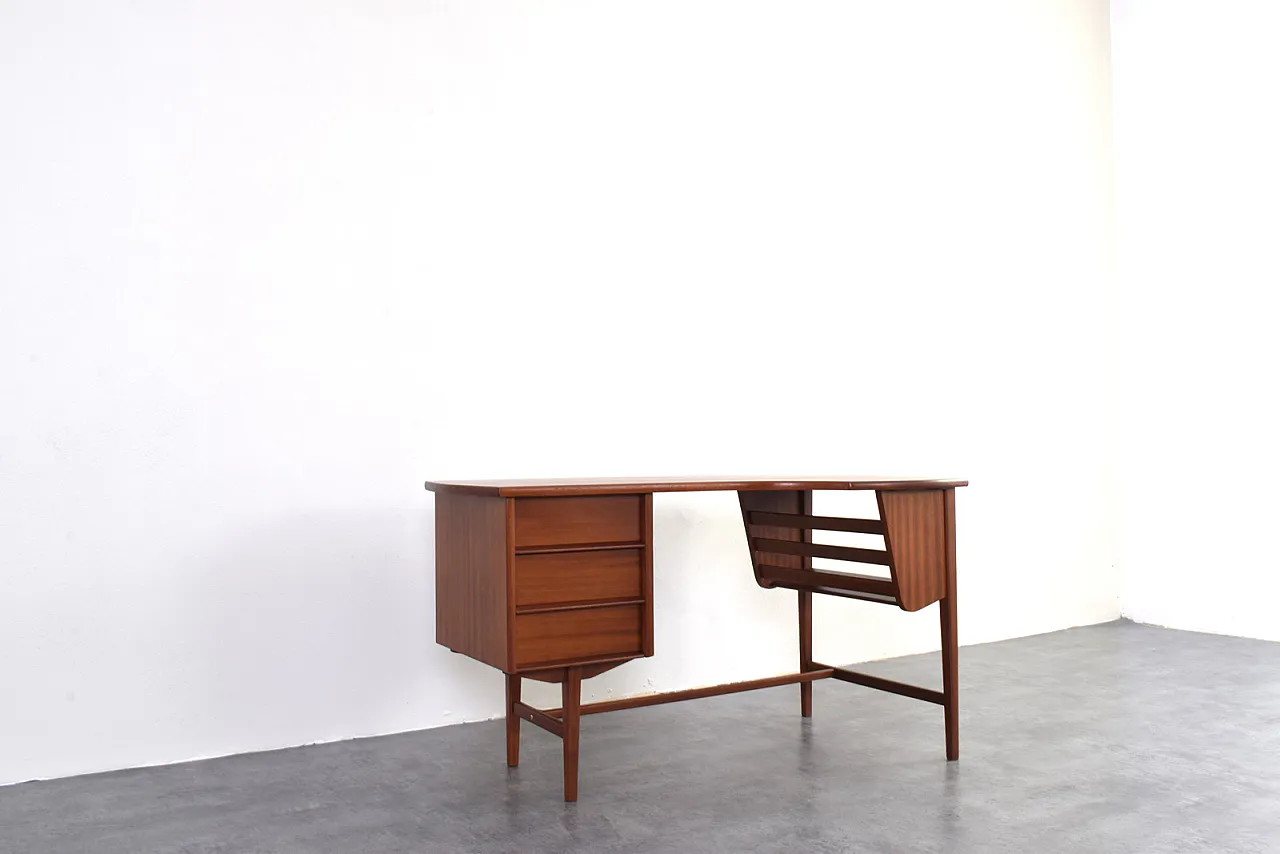 Mid-Century Kidney Shaped Danish Teak Desk, 1960s 8