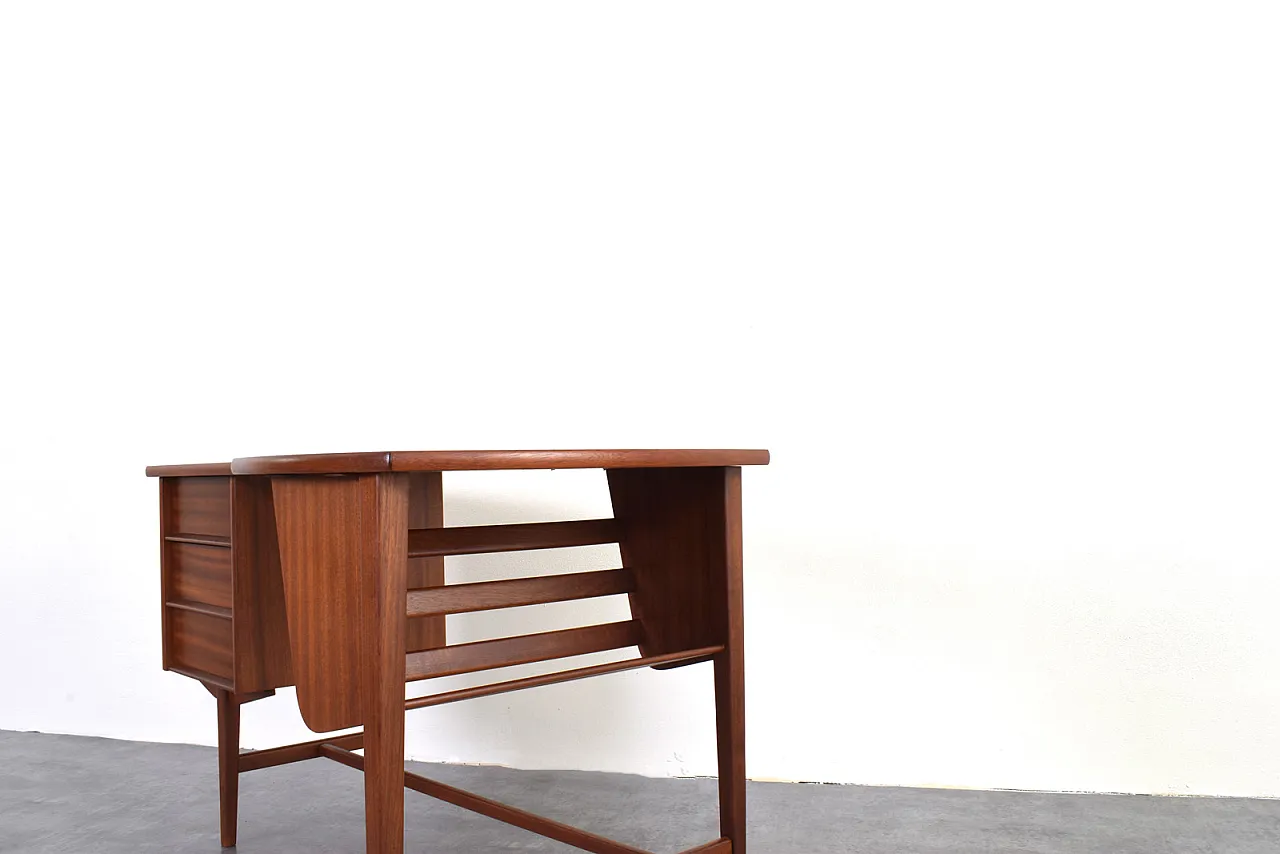 Mid-Century Kidney Shaped Danish Teak Desk, 1960s 11